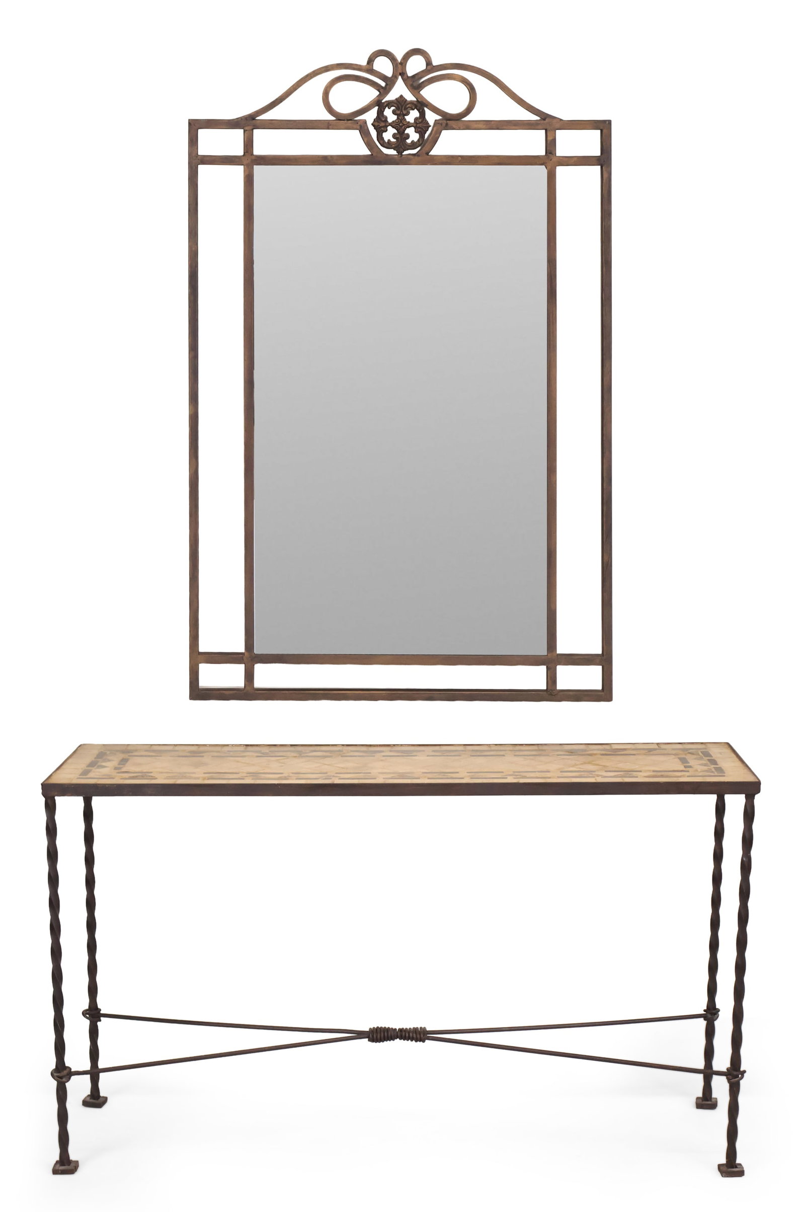 Neoclassical Style Faux Stone and Wrought Iron Console (1 of 15)