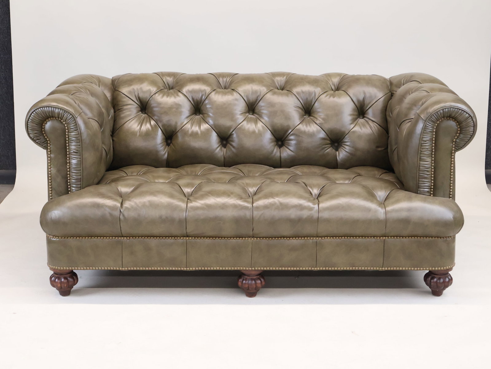 Leather-Upholstered Chesterfield Sofa - 2