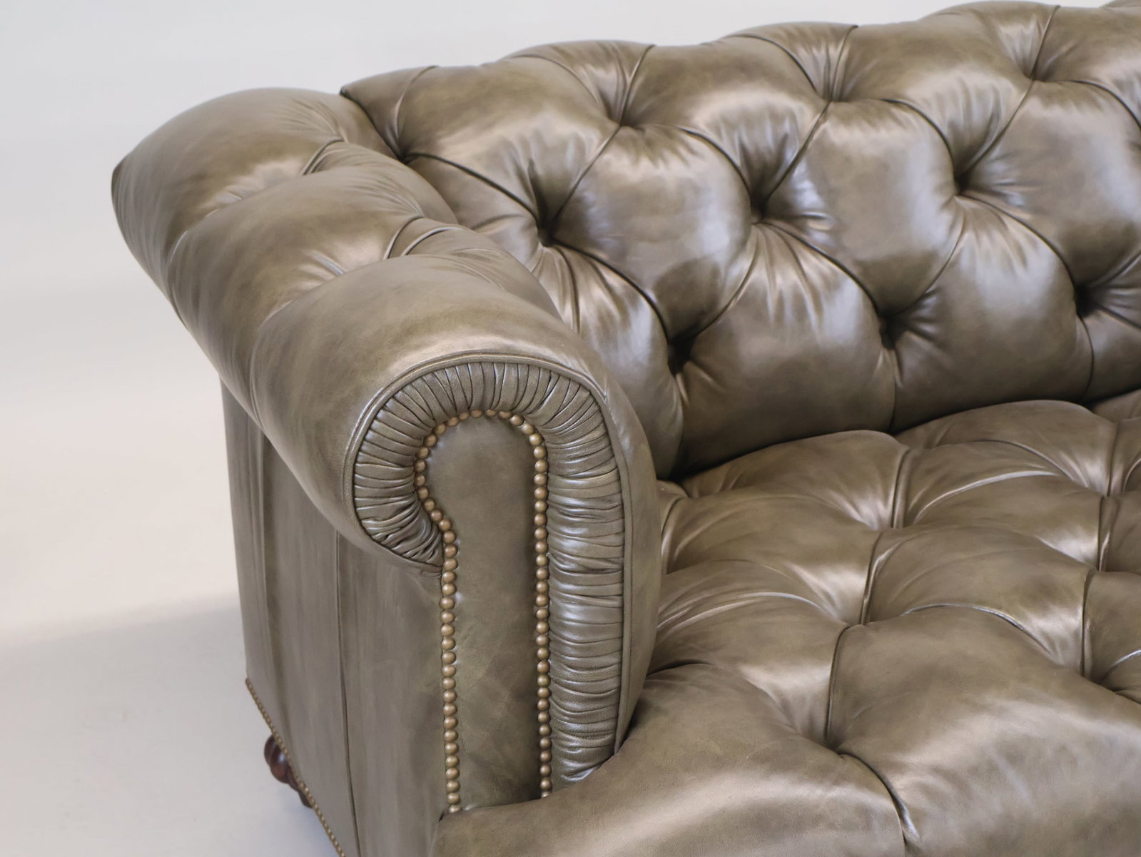 Leather-Upholstered Chesterfield Sofa - 3