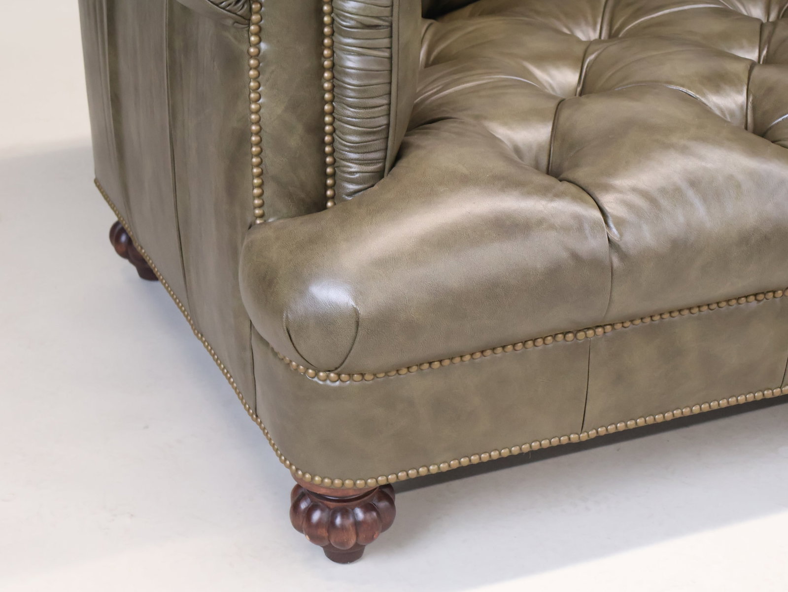 Leather-Upholstered Chesterfield Sofa - 4