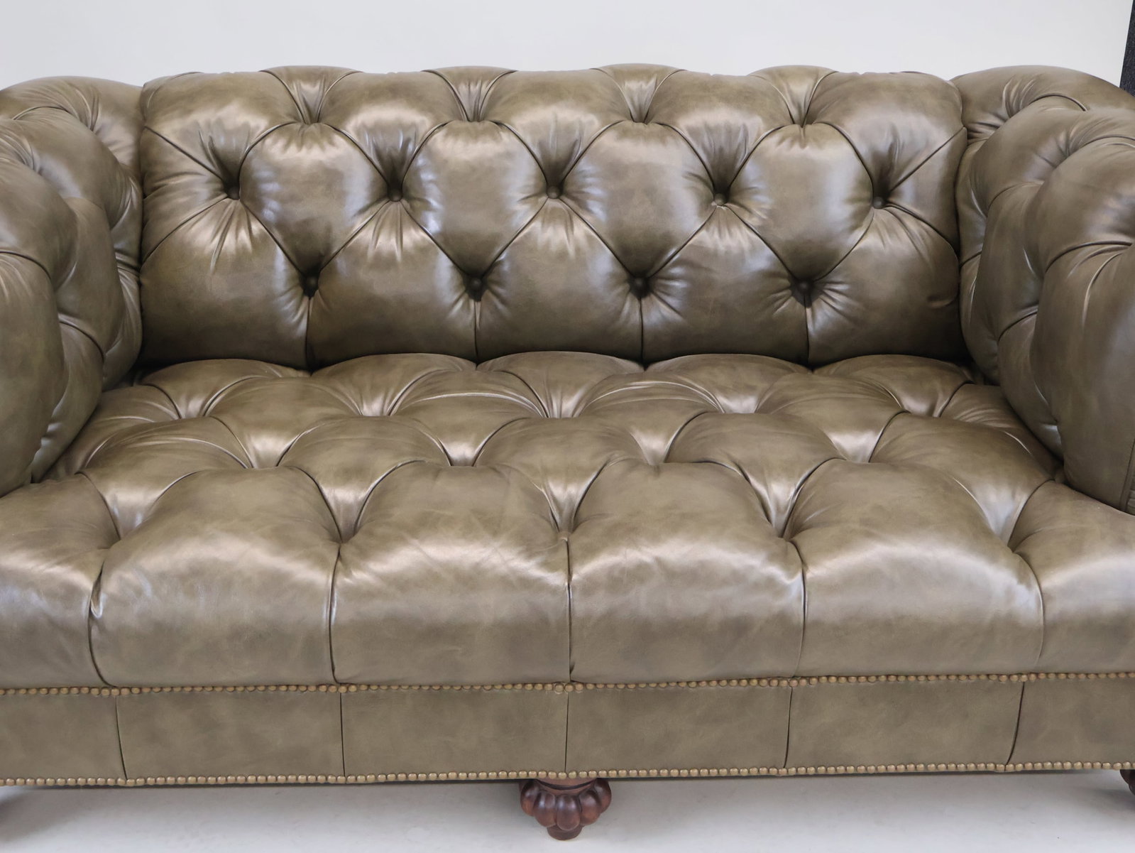 Leather-Upholstered Chesterfield Sofa - 5
