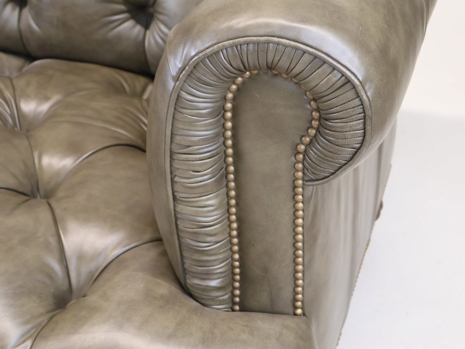 Leather-Upholstered Chesterfield Sofa - 8