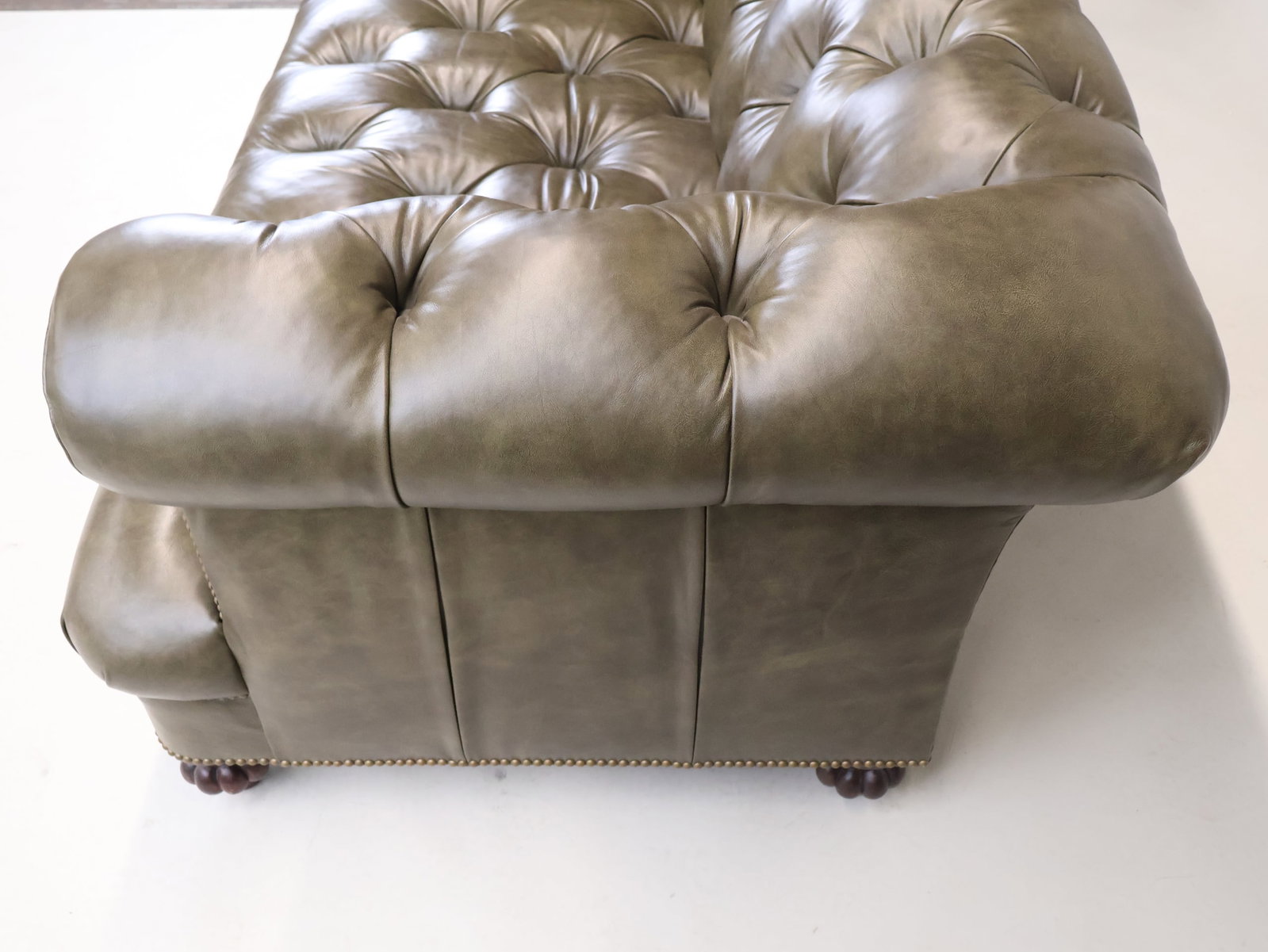 Leather-Upholstered Chesterfield Sofa - 9