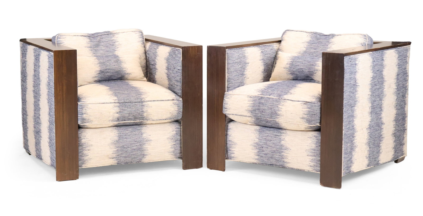 Pair of Art Deco Style Club Chairs: Pair of Art Deco Style Club Chairs 20th C. Provenance: Clarke Auction, July, 9, 2017, Long Island Estate 28 1/2 x 34 x 35 in. (72.4 x 86.4 x 88.9 cm.)