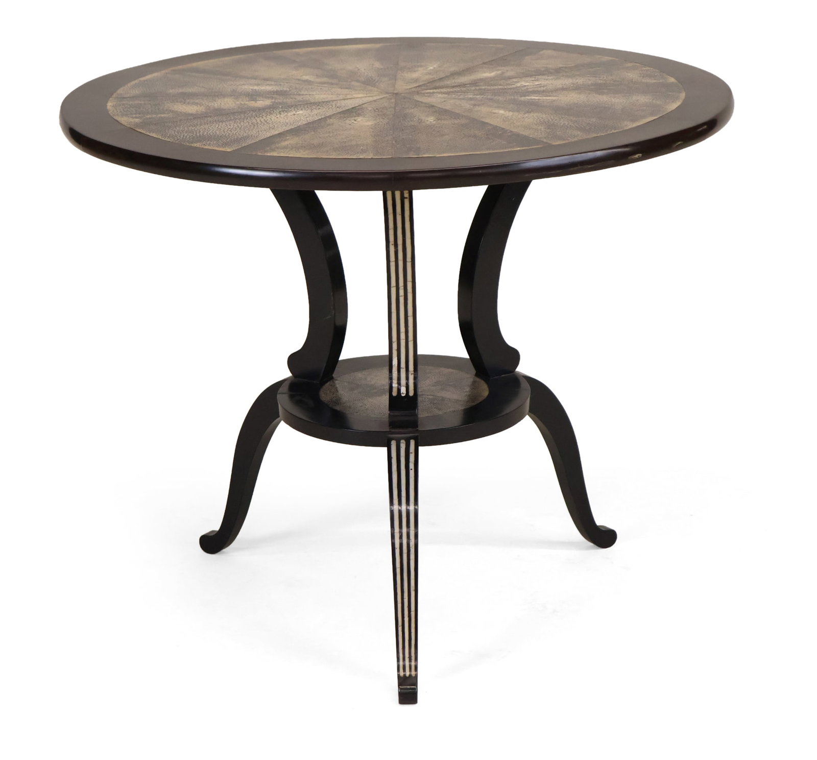 Art Deco Shagreen-Inset Hardwood Side Table: Art Deco Shagreen-Inset Hardwood Side Table Probably French, 20th C. bears Sotheby's receipt. 19 x 23 in. (48.3 x 58.4 cm.)