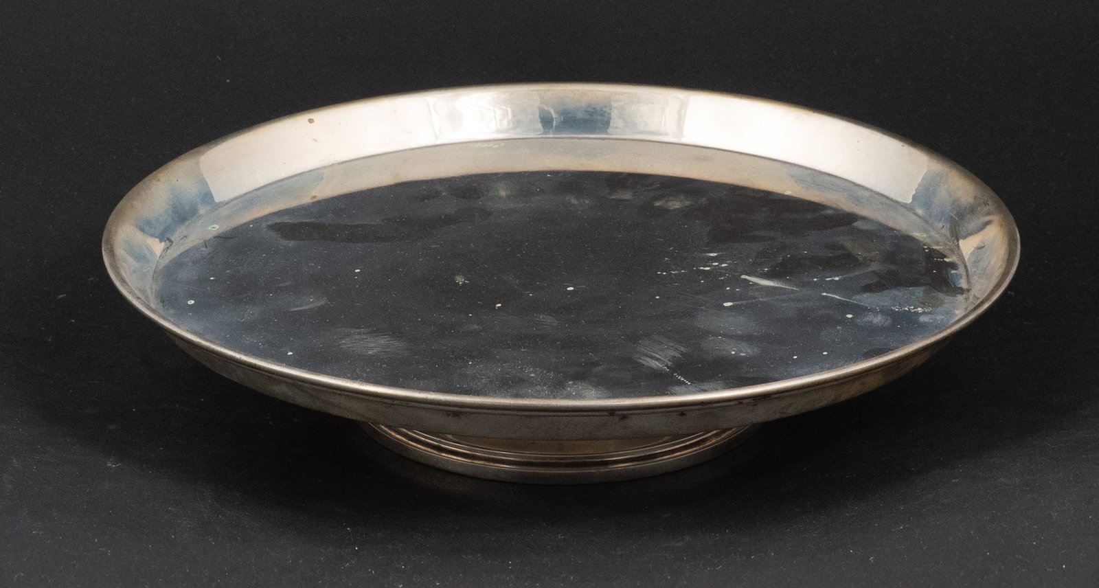 Tiffany Sterling Silver Cake Stand: Tiffany Sterling Silver Cake Stand On turning base. Approx. 35 t.o. 2 1/2 x 11 in. (6.4 x 27.9 cm.)