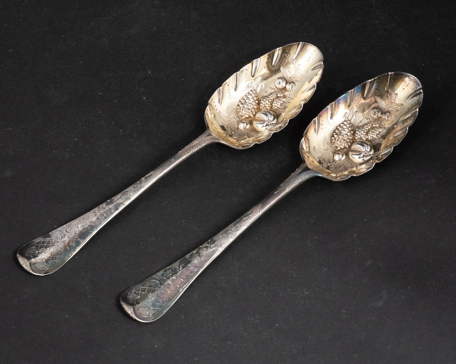 Pair of English Silver Berry Spoons (1 of 8)