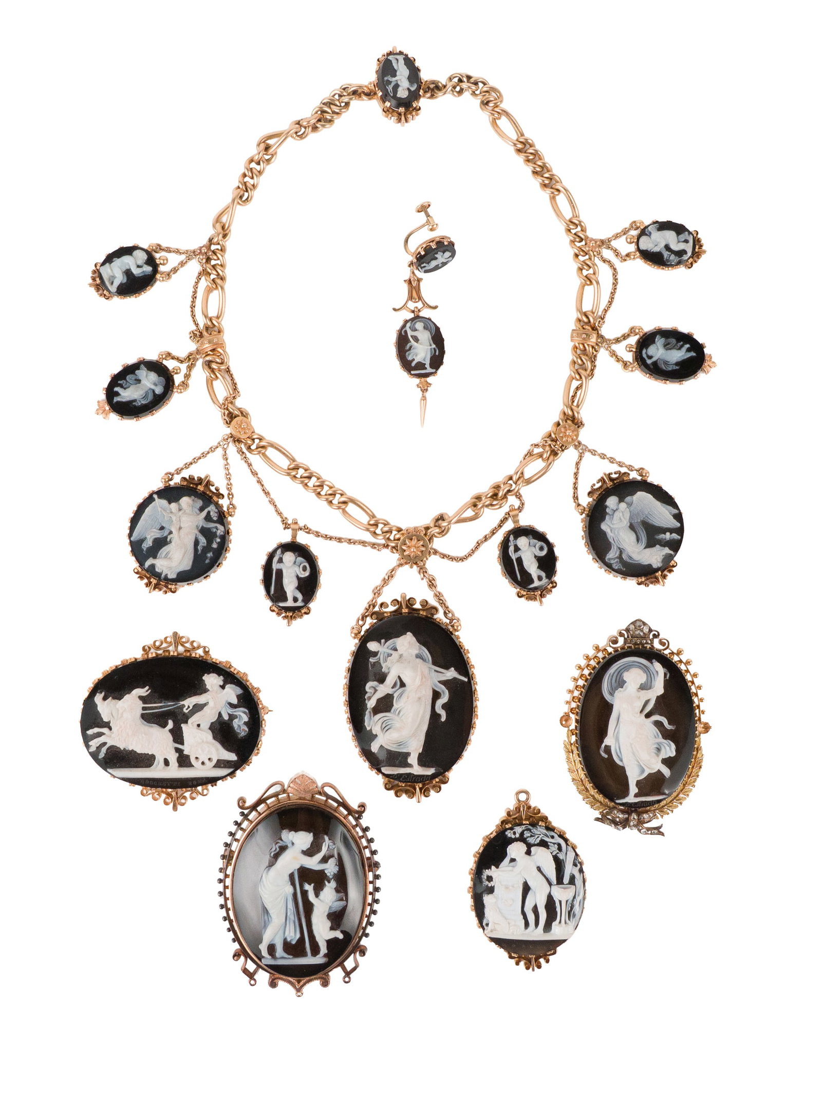 Antique Ten Hardstone Cameo Swag Necklace (1 of 12)