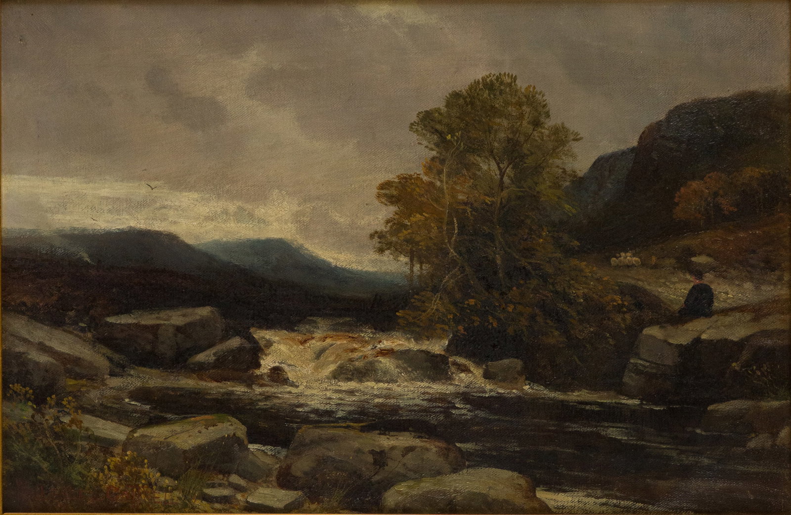 Wellesley Cottrell, Riverscape, Oil on Canvas: Wellesley Cottrell Riverscape Oil on Canvas Signed l.l. Sight: 11 1/2 x 17 1/2 in. (29.2 x 44.5 cm.), Frame: 18 1/2 x 24 1/2 in. (47 x 62.2 cm.)