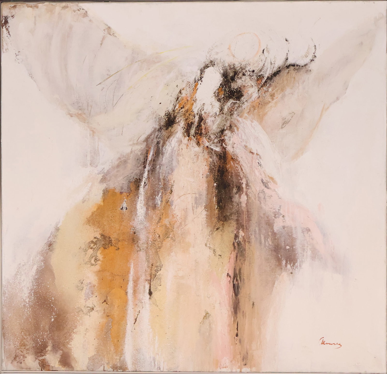 Abstract, Oil on Canvas: Abstract Oil on Canvas Signed l.r. "Alvarez". Sight: 36 x 36 in. (91.4 x 91.4 cm.), Frame: 42 1/2 x 42 1/2 in. (108 x 108 cm.)