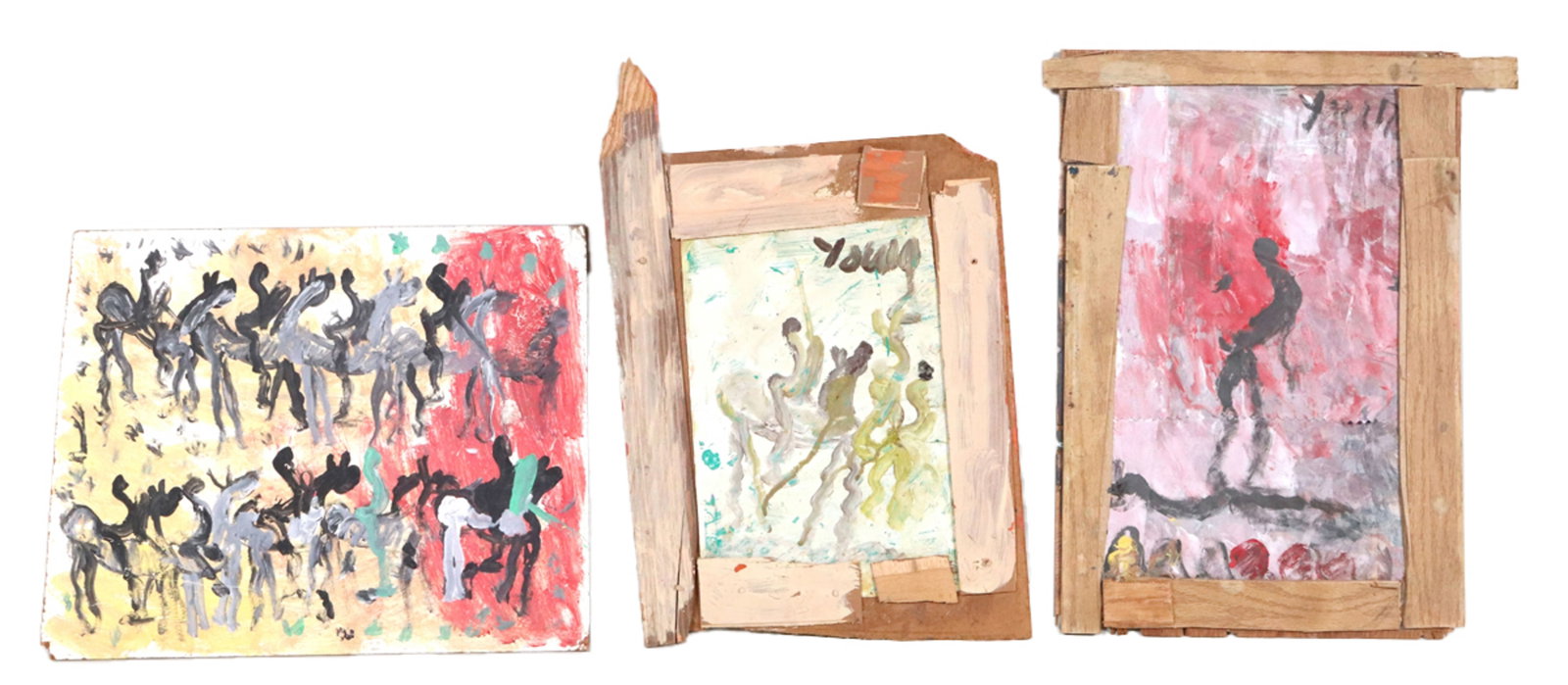 Purvis Young, American 1943-2010, Three Works, Mixed Media (1 of 16)