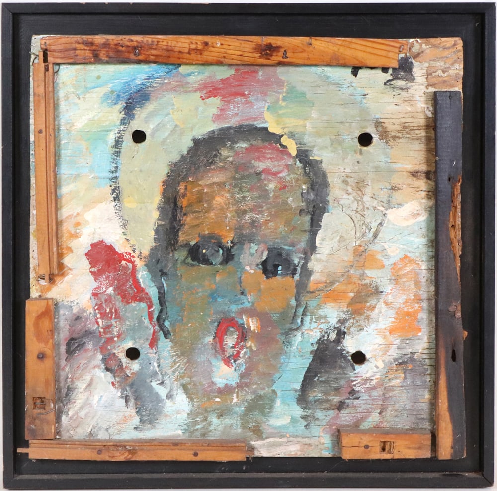 Purvis Young, American 1943-2010, Bust of a Saint, Paint on Plywood (1 of 10)