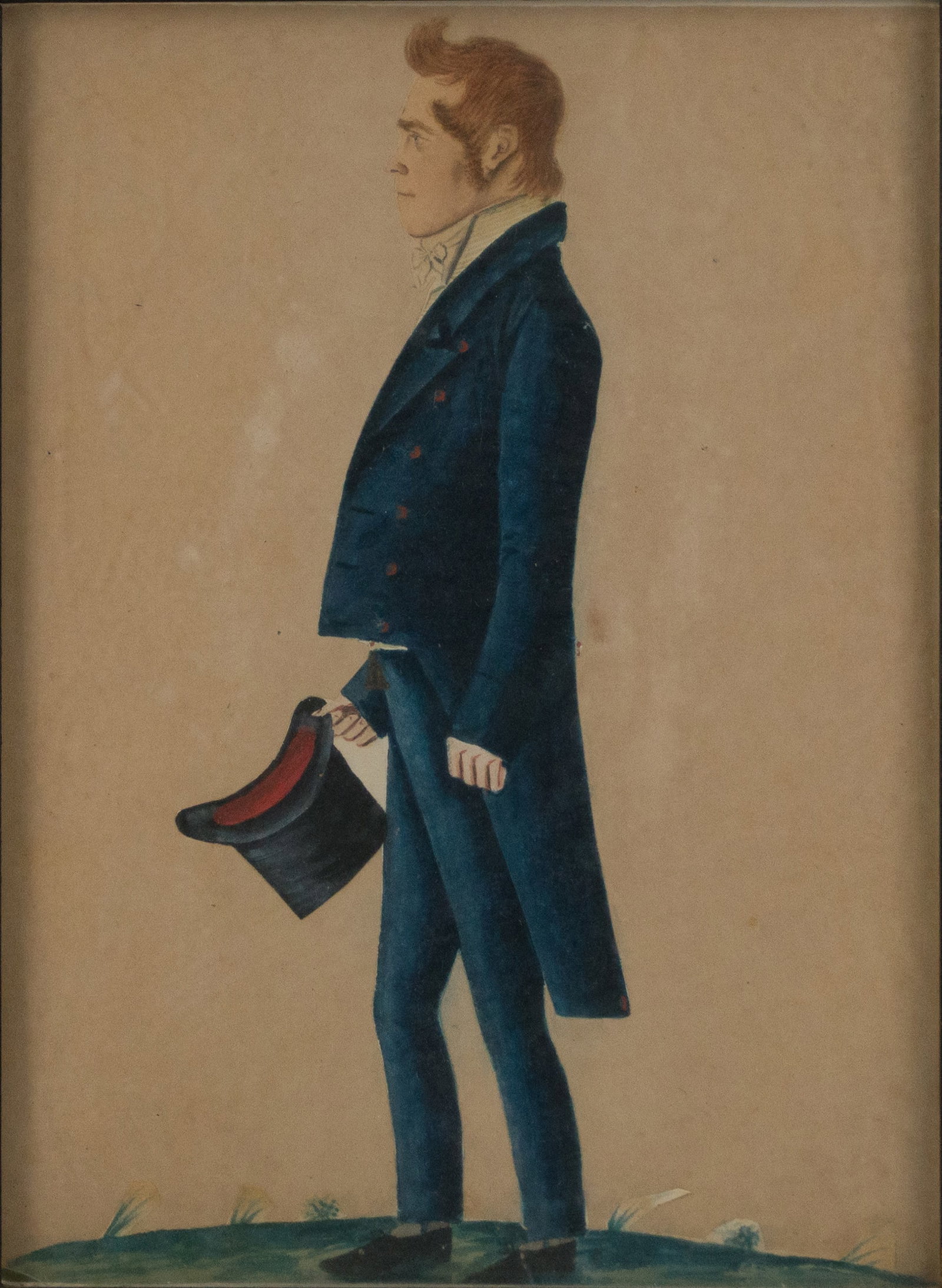 Jacob Maentel, 1763-1863, Portrait of Standing Gentleman in Profile, Watercolor and Gouache on Paper (1 of 6)