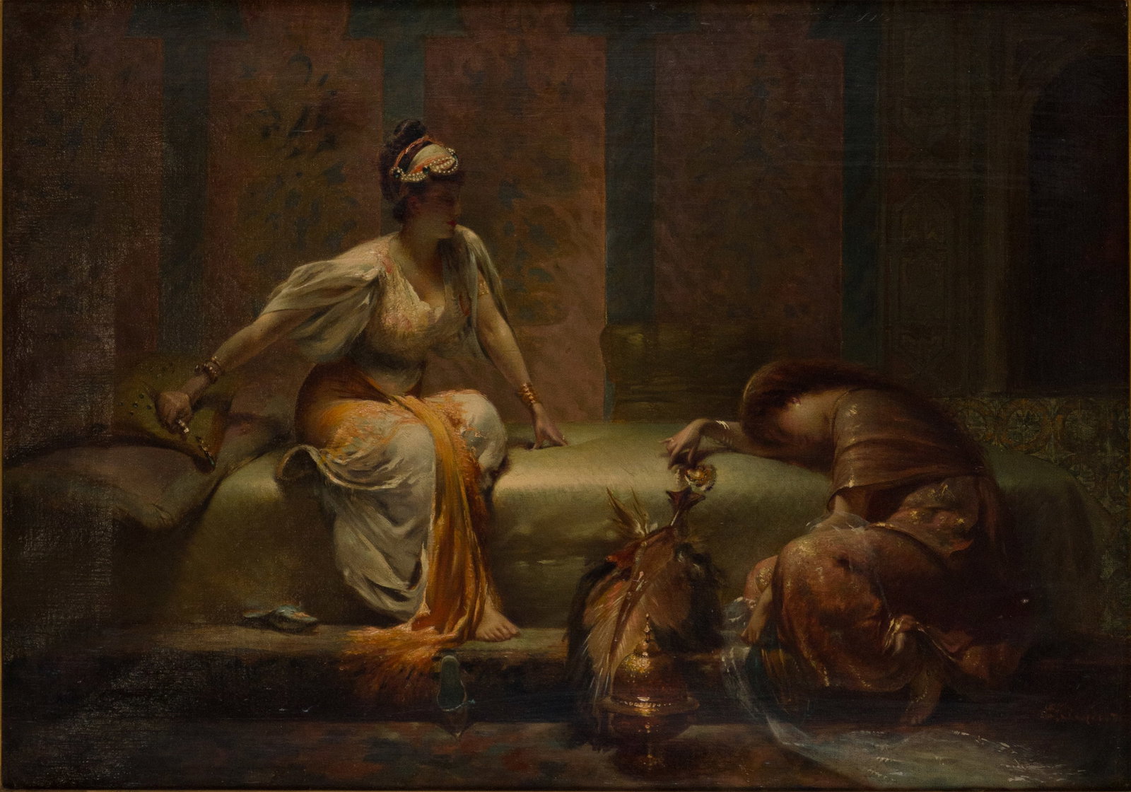 Edouard Fredric Wilhelm Richter, 1844-1913, Orientalist Interior Scene, Oil on Canvas (1 of 8)