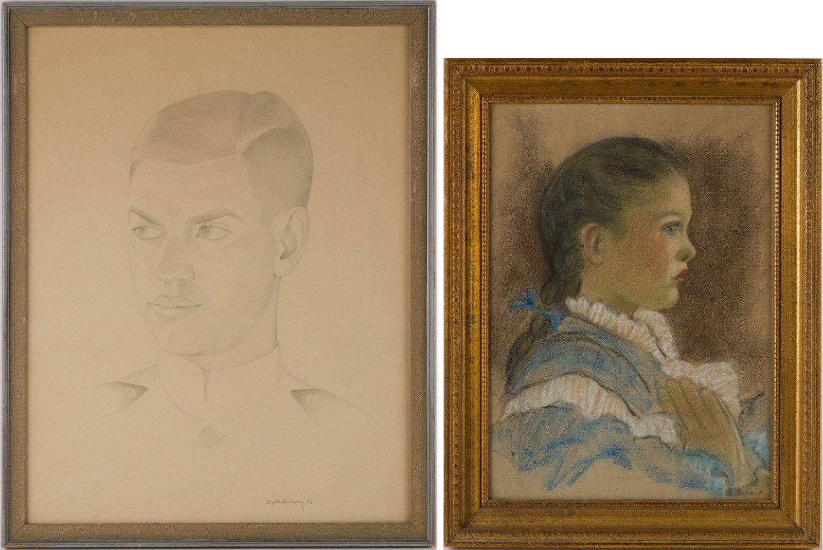 B. Mestchersky, Portrait of a Naval Officer, Pencil and Wash on Paper (1 of 12)