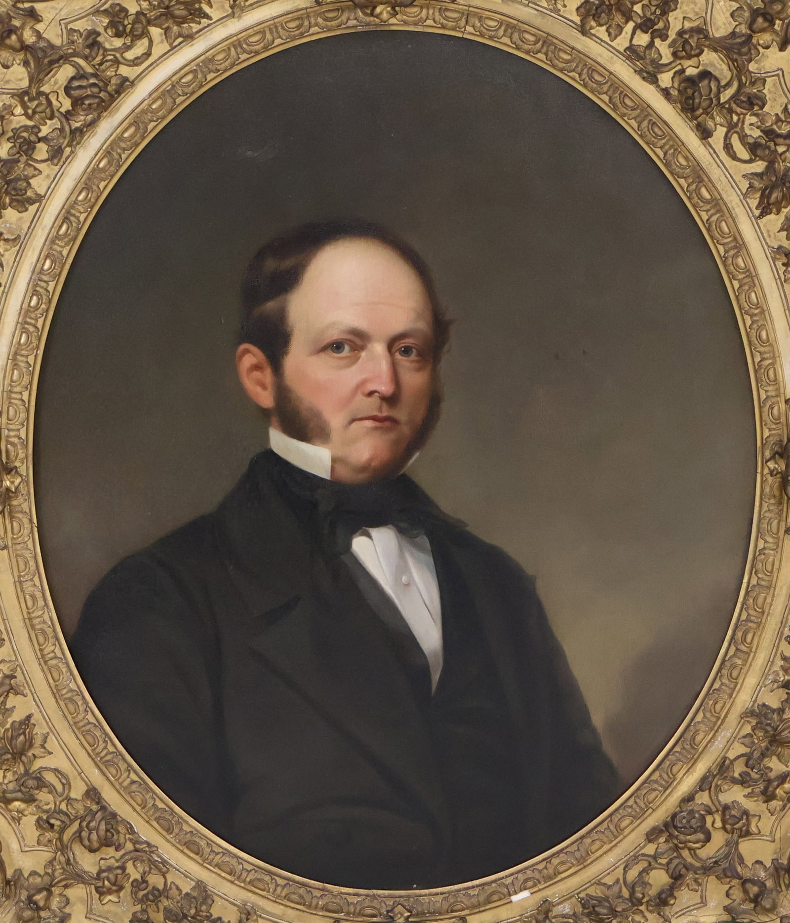 Portrait of a Gentleman, Oil on Canvas: Portrait of a Gentleman Oil on Canvas American, 19th C, appears to be unsigned. Possibly relined. Sight: 29 1/4 x 24 1/4 in. (74.3 x 61.6 cm.), Frame: 40 1/4 x 35 in. (102.2 x 88.9 cm.)