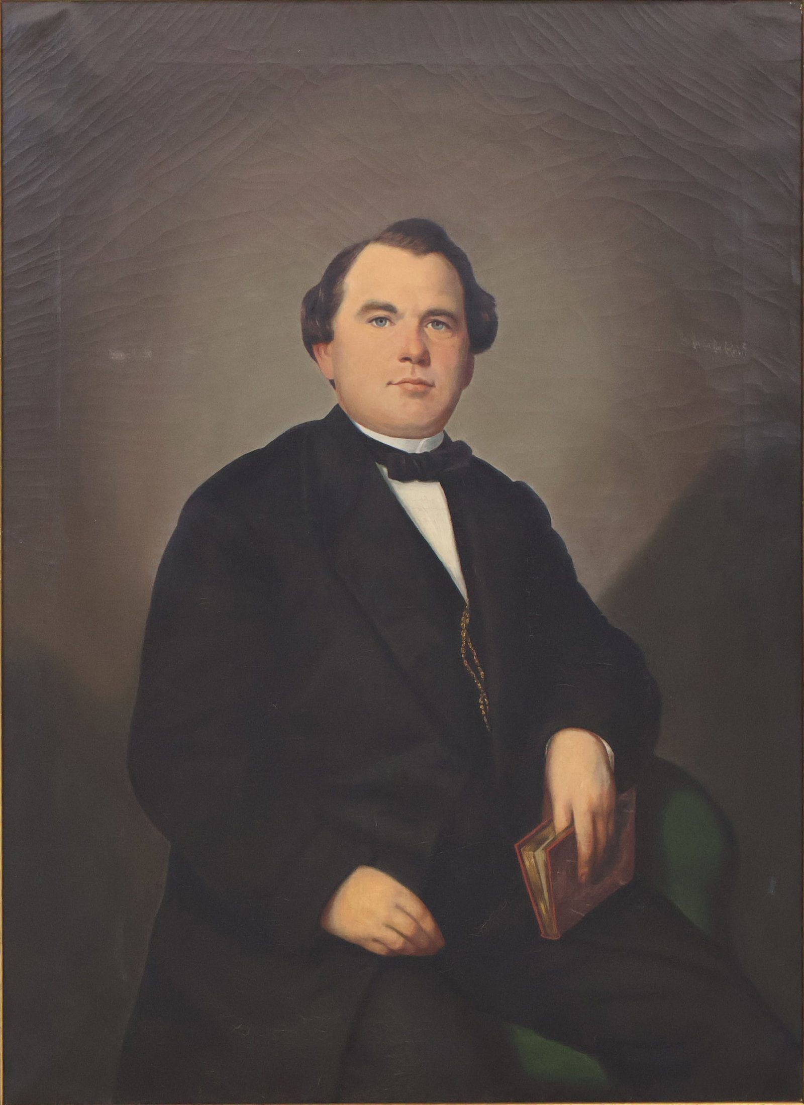 Portrait of Gentleman with Book, Oil on Canvas: Portrait of Gentleman with Book Oil on Canvas Signed illegibly l.l. and dated 1867. Relined Sight: 43 1/2 x 32 in. (110.5 x 81.3 cm.), Frame: 47 1/4 x 35 1/2 in. (120 x 90.2 cm.)