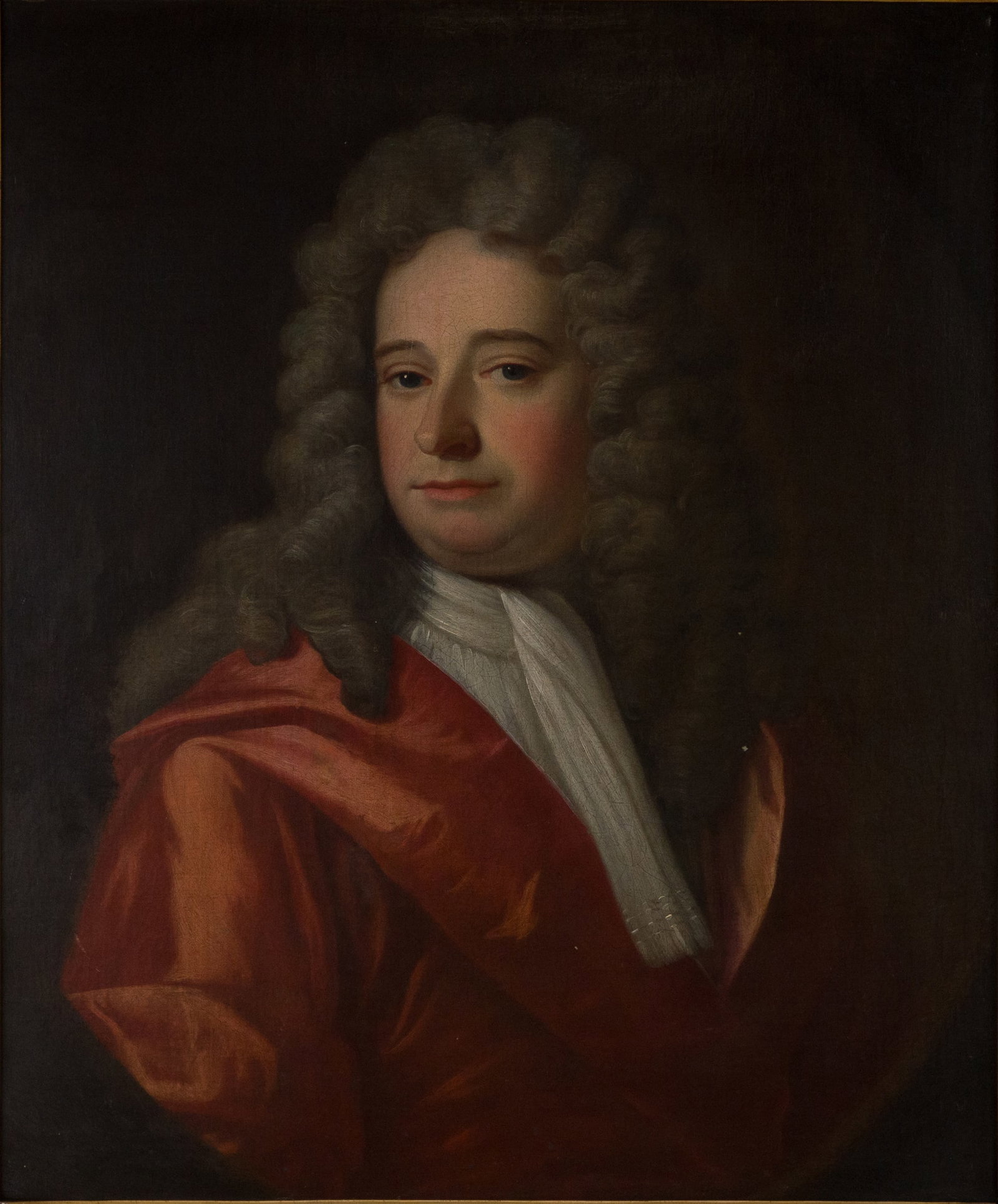 Attributed to Sir Godfrey Kneller, 1646-1723, Self Portrait, Oil on Canvas: Attributed to Sir Godfrey Kneller 1646-1723 Self Portrait Oil on Canvas Bears tag verso attributing the portrait. Sight: 29 x 24 1/4 in. (73.7 x 61.6 cm.), Frame: 37 x 32 in. (94 x 81.3 cm.)