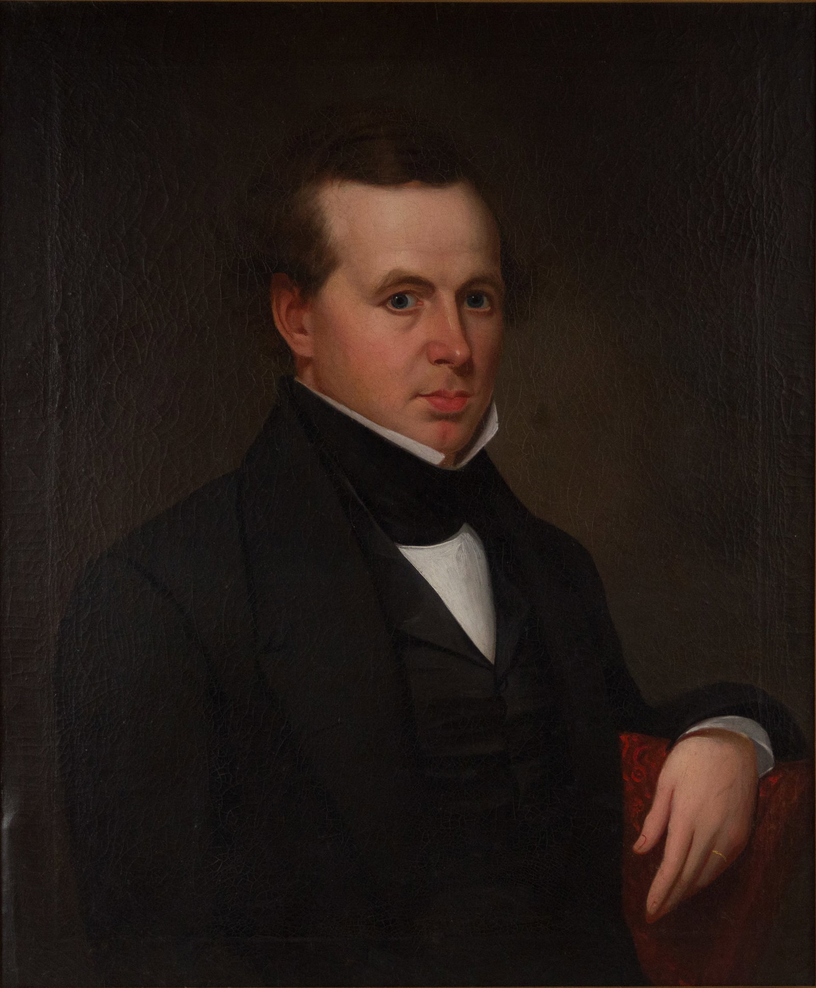 Portrait of Charles William Keber, Oil on Canvas: Portrait of Charles William Keber Oil on Canvas Unsigned, bears photo of label verso attributed to "Belkringe", 19th C. Sight: 29 1/2 x 24 1/2 in. (74.9 x 62.2 cm.), Frame: 34 1/2 x 29 1/2 in. (87.6