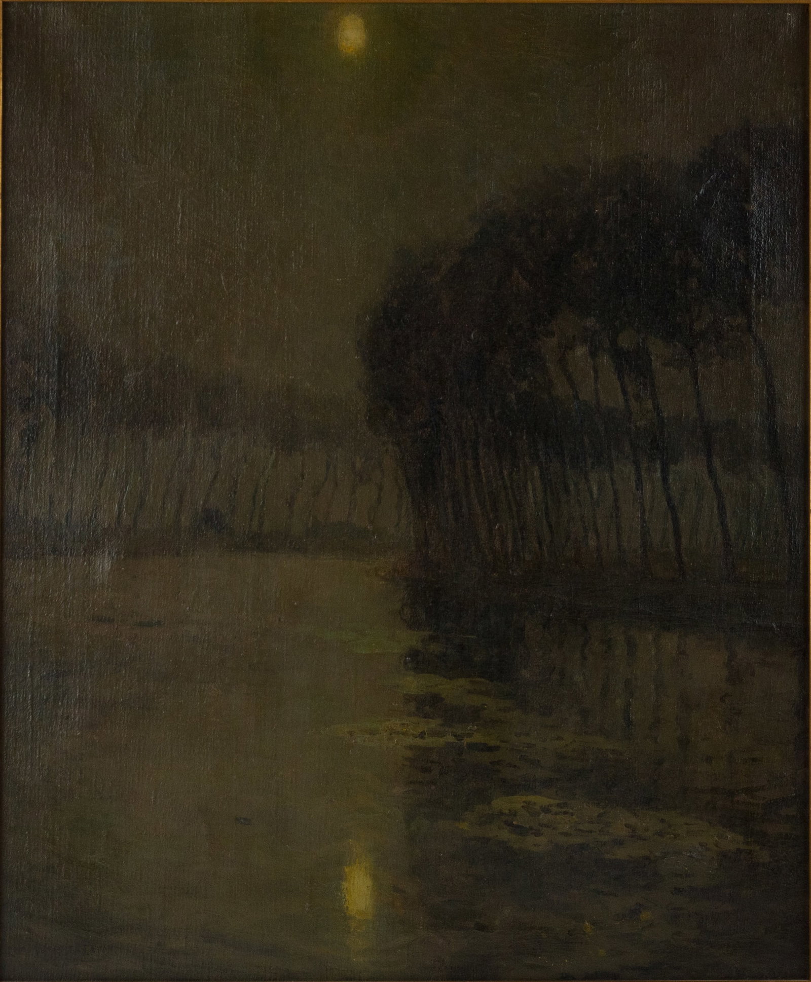 Charles W. Eaton, American 1857-1937, Moonlight on Bruges Canal, Oil on Canvas (1 of 9)