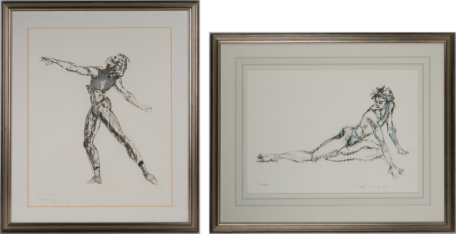 Tom Merrifield, 1933-2021, Two Dancers, Prints: Tom Merrifield 1933-2021 Two Dancers Prints Both signed in pencil, one numbered 39/150 the other numbered 239/250. Sights: 19 1/2"h x 15 1/2"w and 13 1/4"h x 18 1/2"w, Frames: 25 1/4"h x 21 1/2"w and