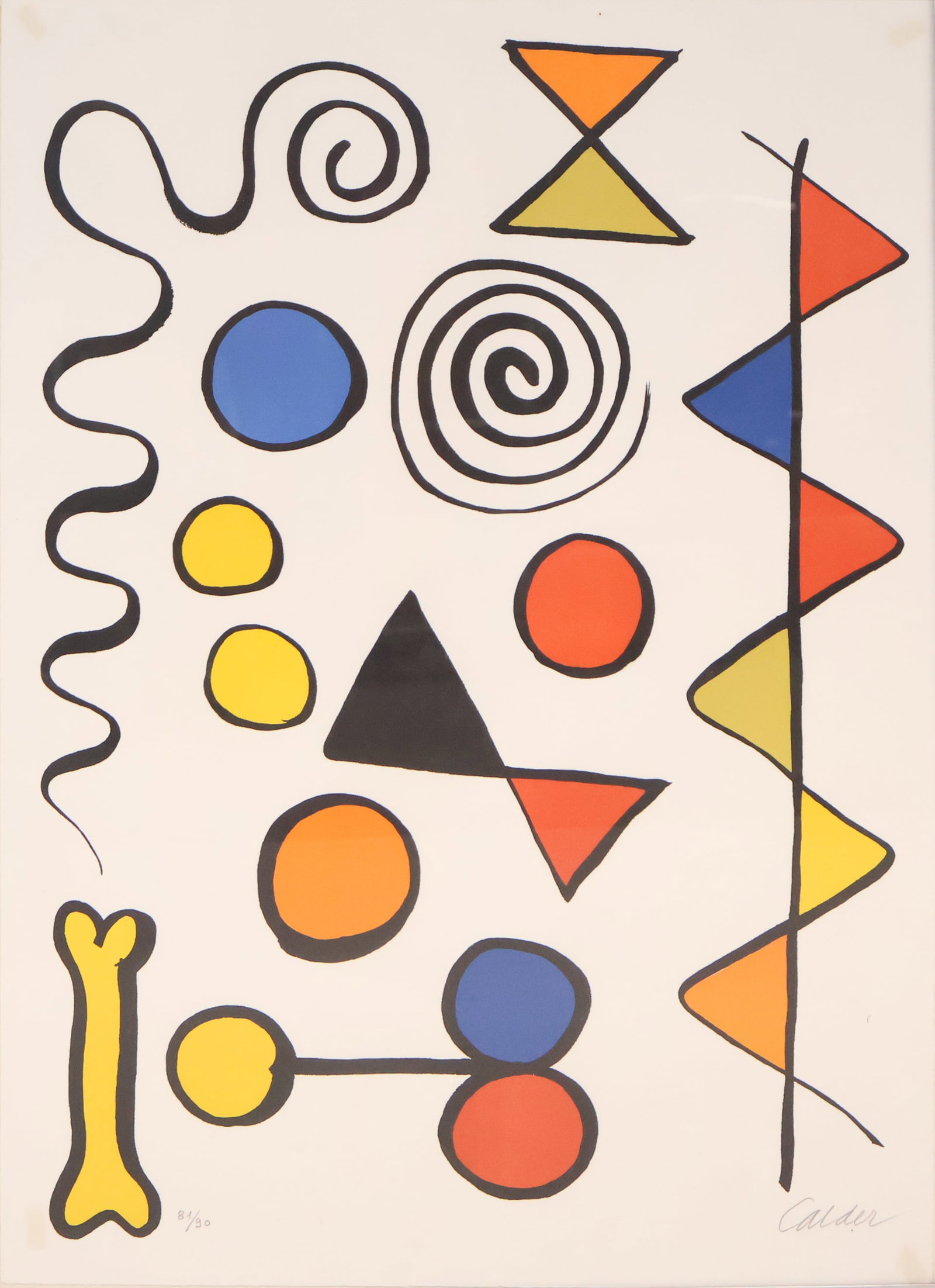 Alexander Calder, American 1898-1976, Os et Serpent (Bone and Snake), Print: Alexander Calder American 1898-1976 Os et Serpent (Bone and Snake) Print Pencil signed, lr, "Calder", 81/90. 29 x 21 in. (73.7 x 53.3 cm.)