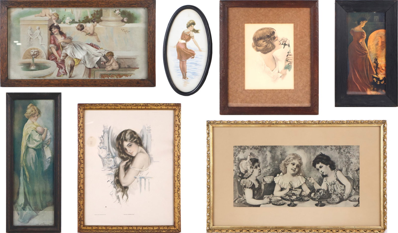Seven Framed Vintage Victorian-Era, Prints (1 of 19)