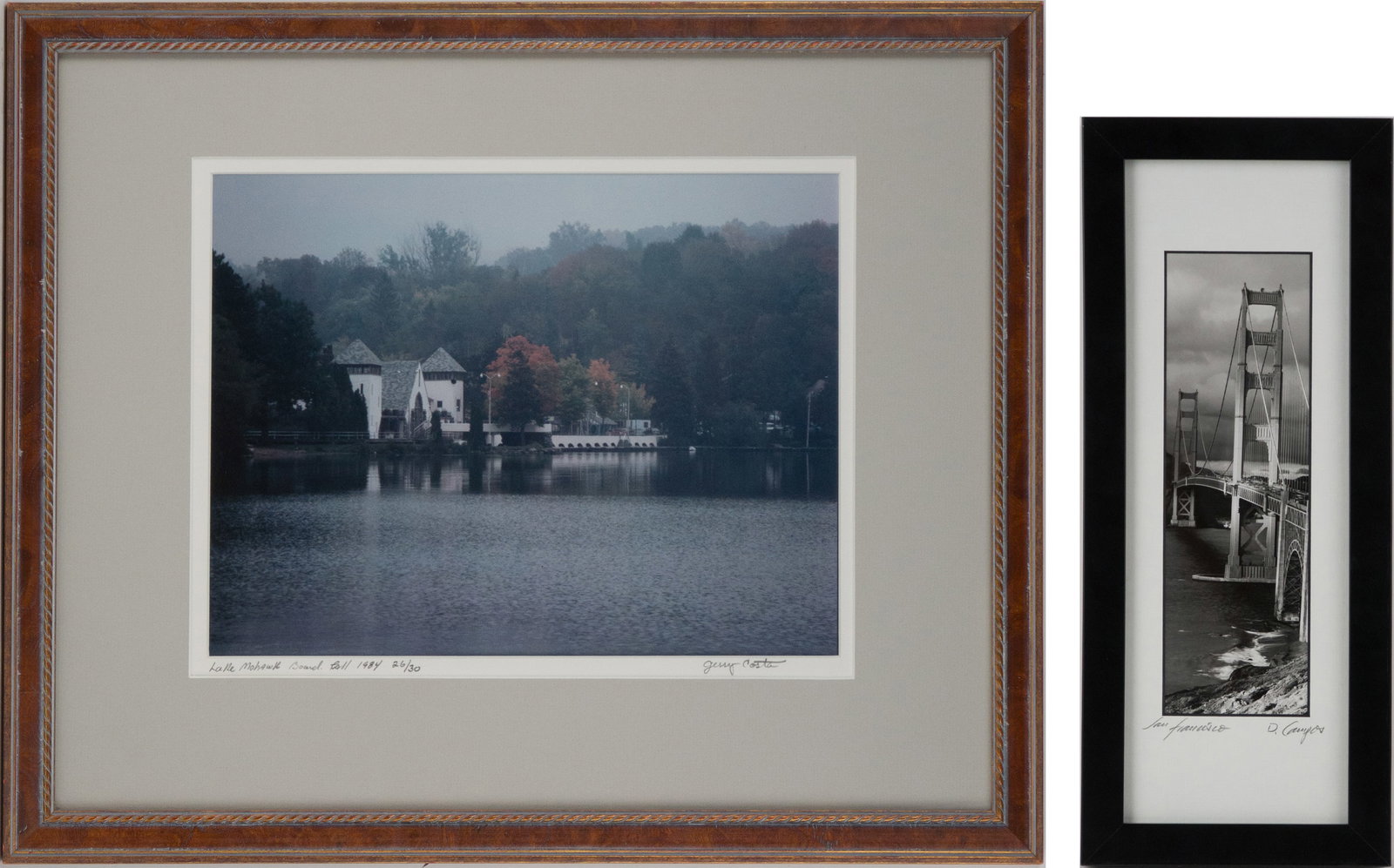 Gerry Costa, Lake Mohawk Board Fall. 1984, Photograph: Gerry Costa Lake Mohawk Board Fall. 1984 Photograph Signed, titled, and numbered 26/30. Together with a silver-gelatin print of the golden gate bridge titled "San Francisco", signed D. Campos.