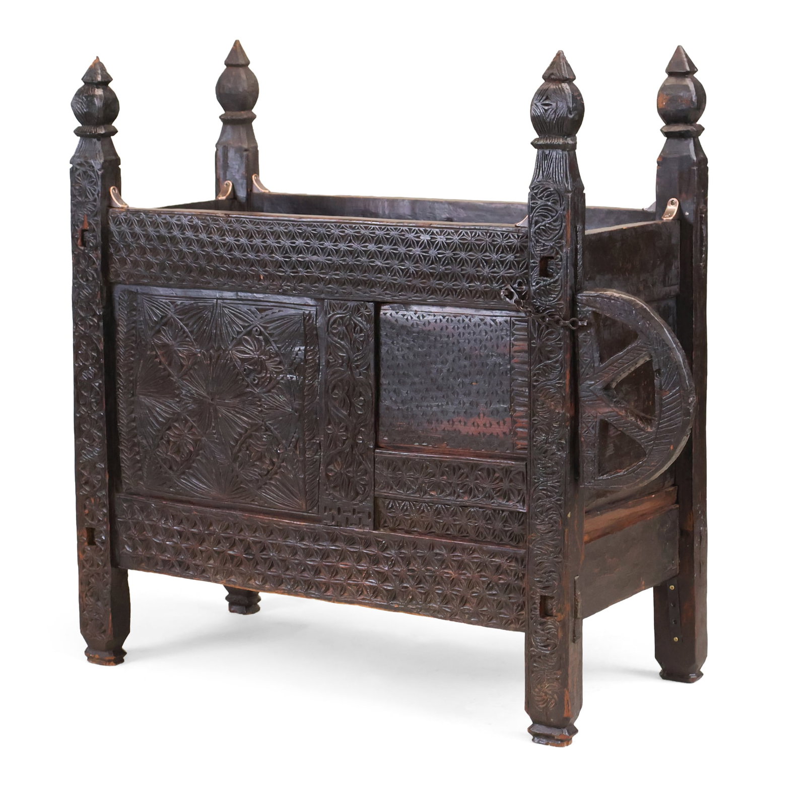 Antique Swati Chip-Carved Hardwood Dowry Chest (1 of 13)