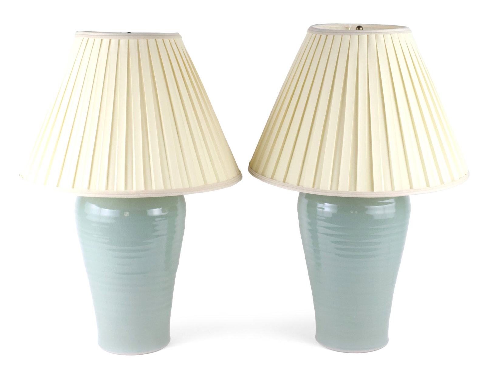 Pair of Chinese Style Celadon Porcelain Table Lamps (1 of 9)