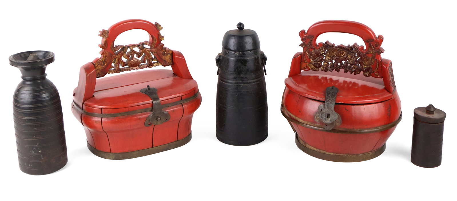 Two Chinese Red Painted and Parcel-Gilt Boxes (1 of 14)