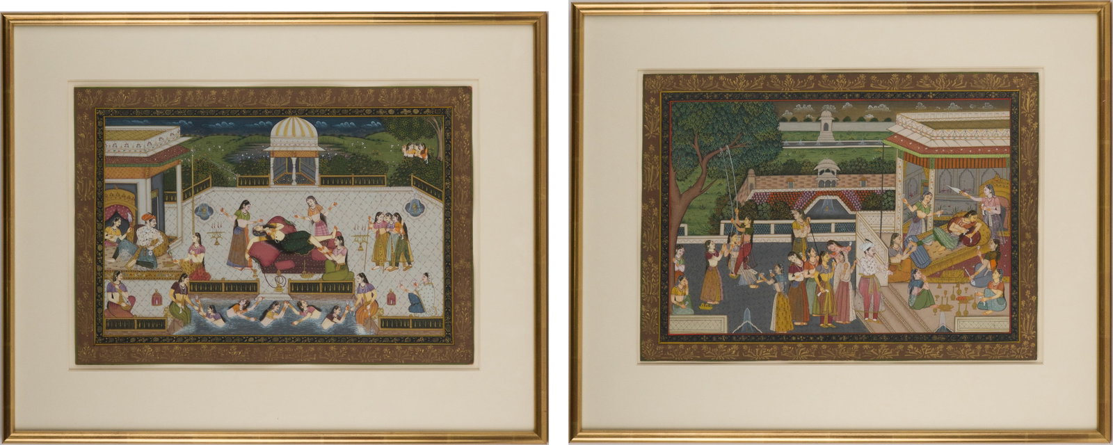 Pair of Indian Gouaches of Palace Scenes (1 of 15)
