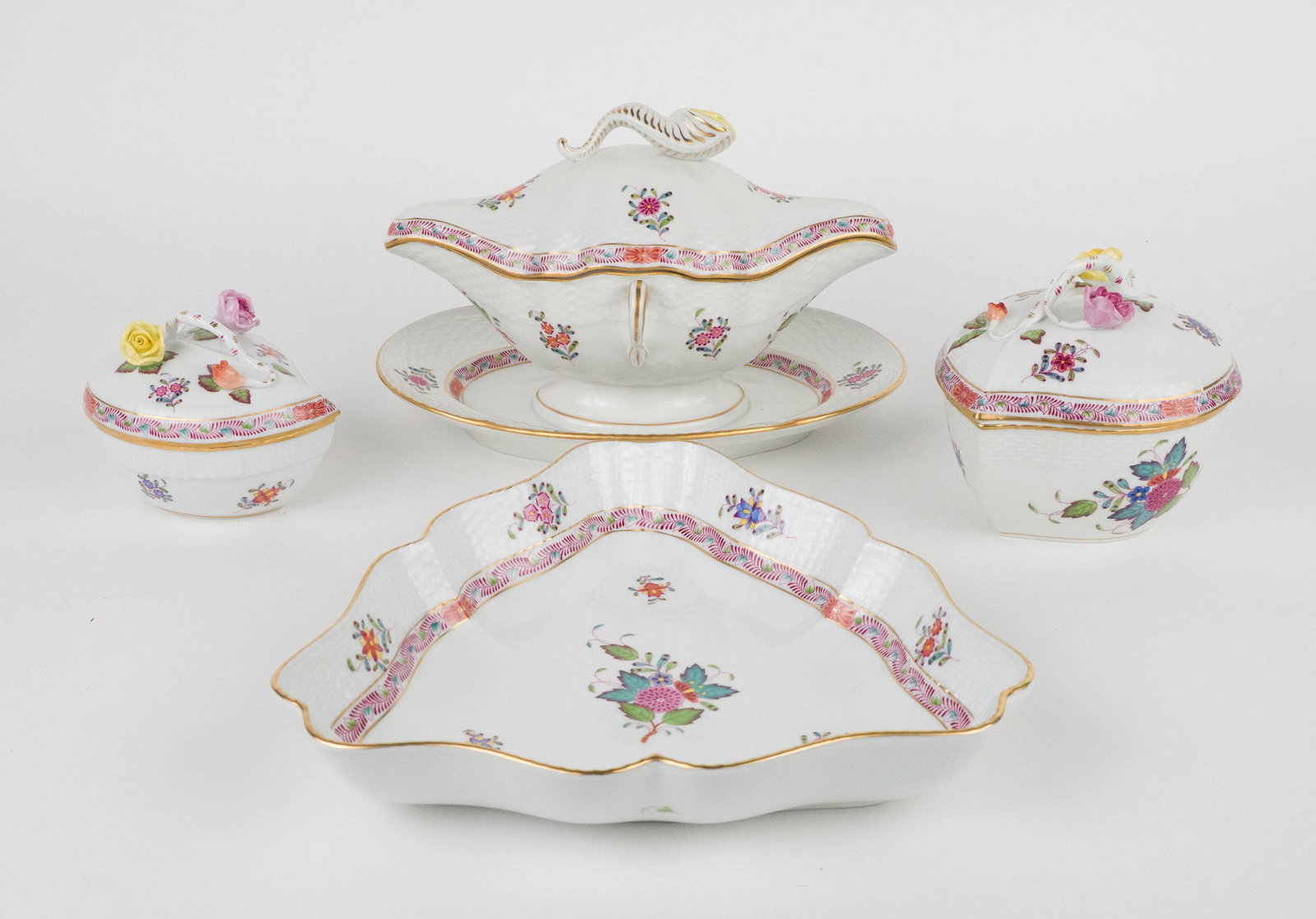 Four Herend "Chinese Bouquet" Table Articles - 2