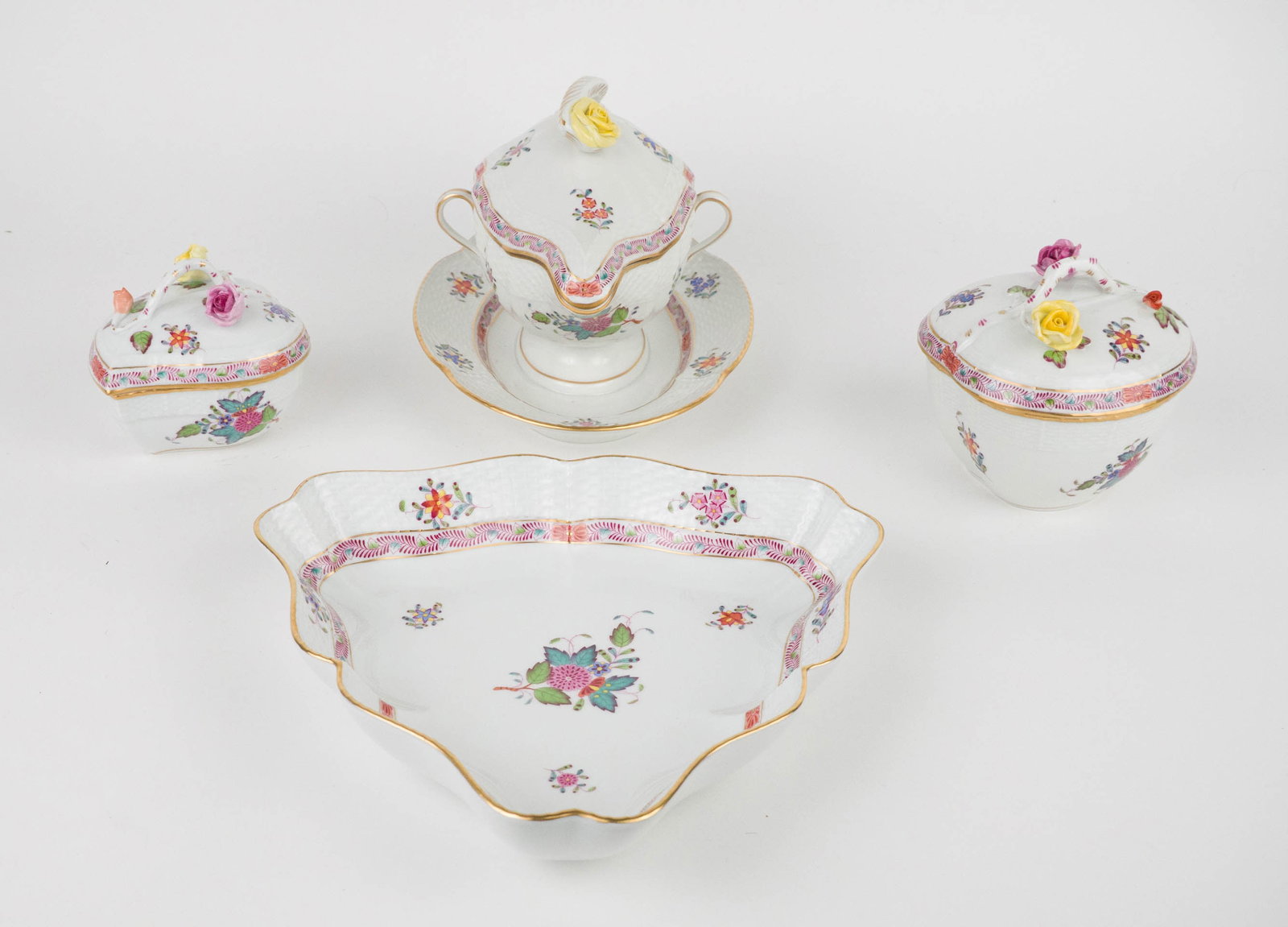 Four Herend "Chinese Bouquet" Table Articles - 7