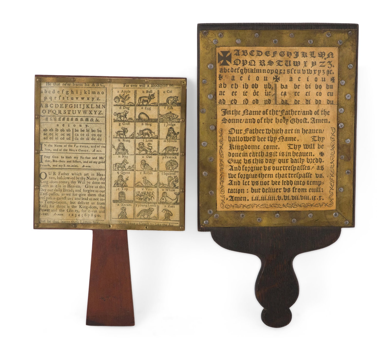 Two Vintage Hornbooks: Two Vintage Hornbooks Losses. 9 in. (22.9 cm.)