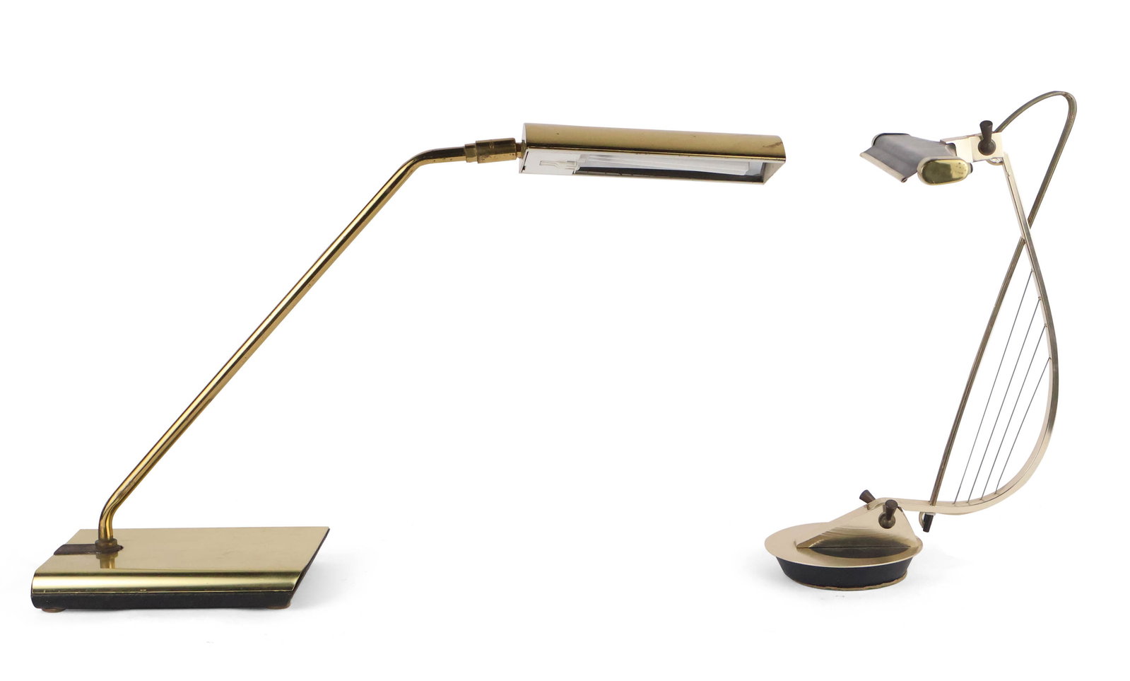 Koch and Lowy Brass Desk Lamp: Koch and Lowy Brass Desk Lamp Together with a metal music note desk lamp. Tallest: 17 in. (43.2 cm.)