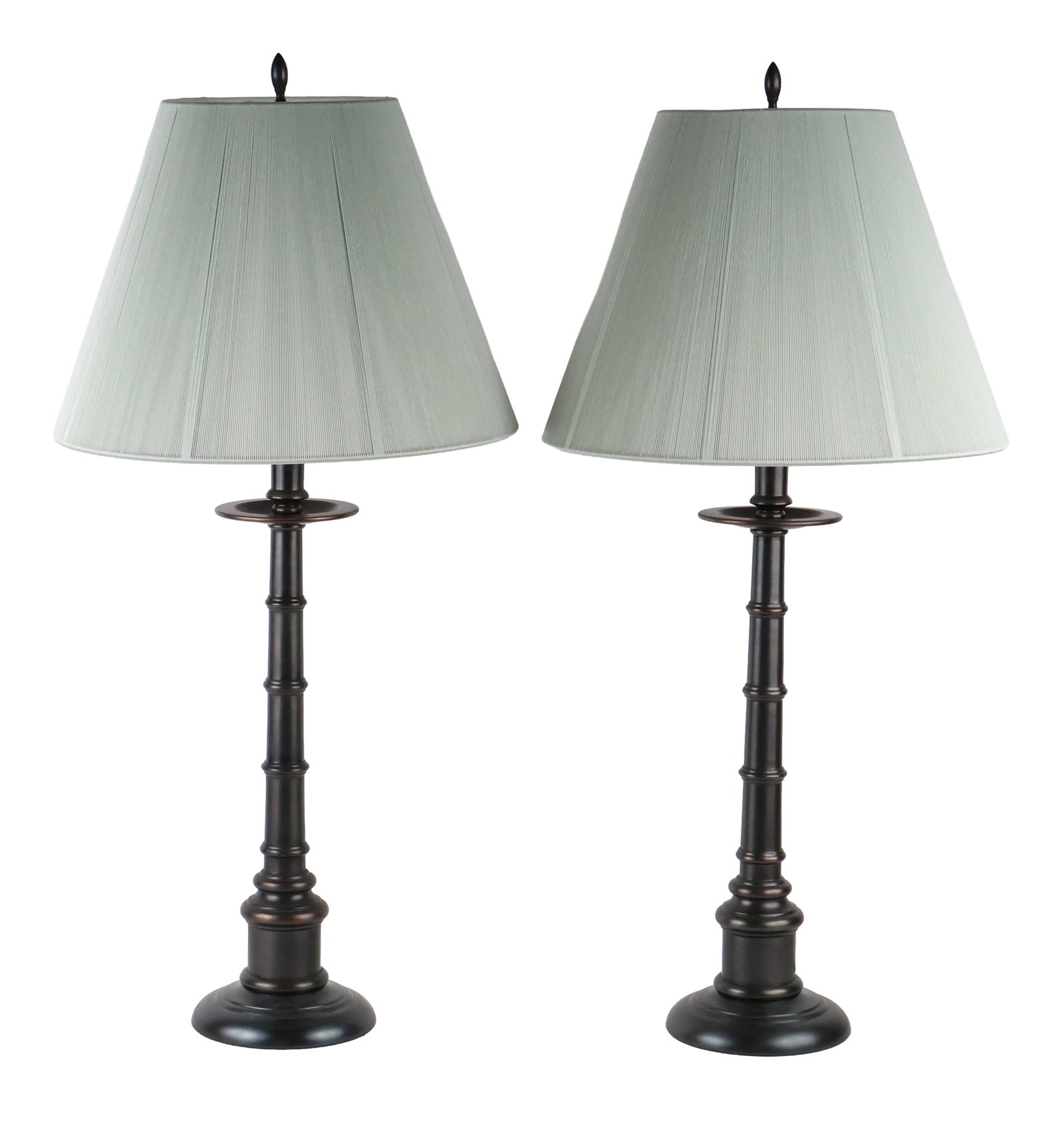 Pair of Modern Bronzed Metal Table Lamps: Pair of Modern Bronzed Metal Table Lamps 20th C. 34 in. (86.4 cm.)