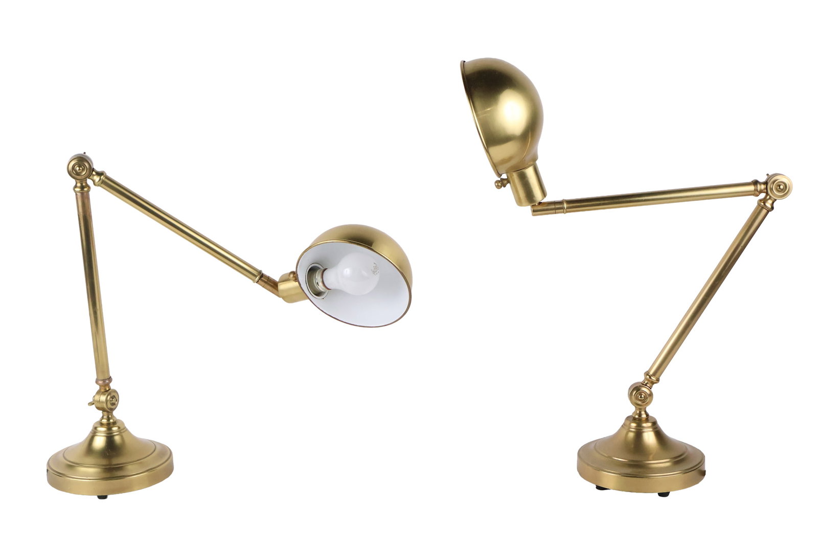 Pair of Brass Swing Arm Table Lamps: Pair of Brass Swing Arm Table Lamps 20th C. 20 1/2 x 19 in. (52.1 x 48.3 cm.)