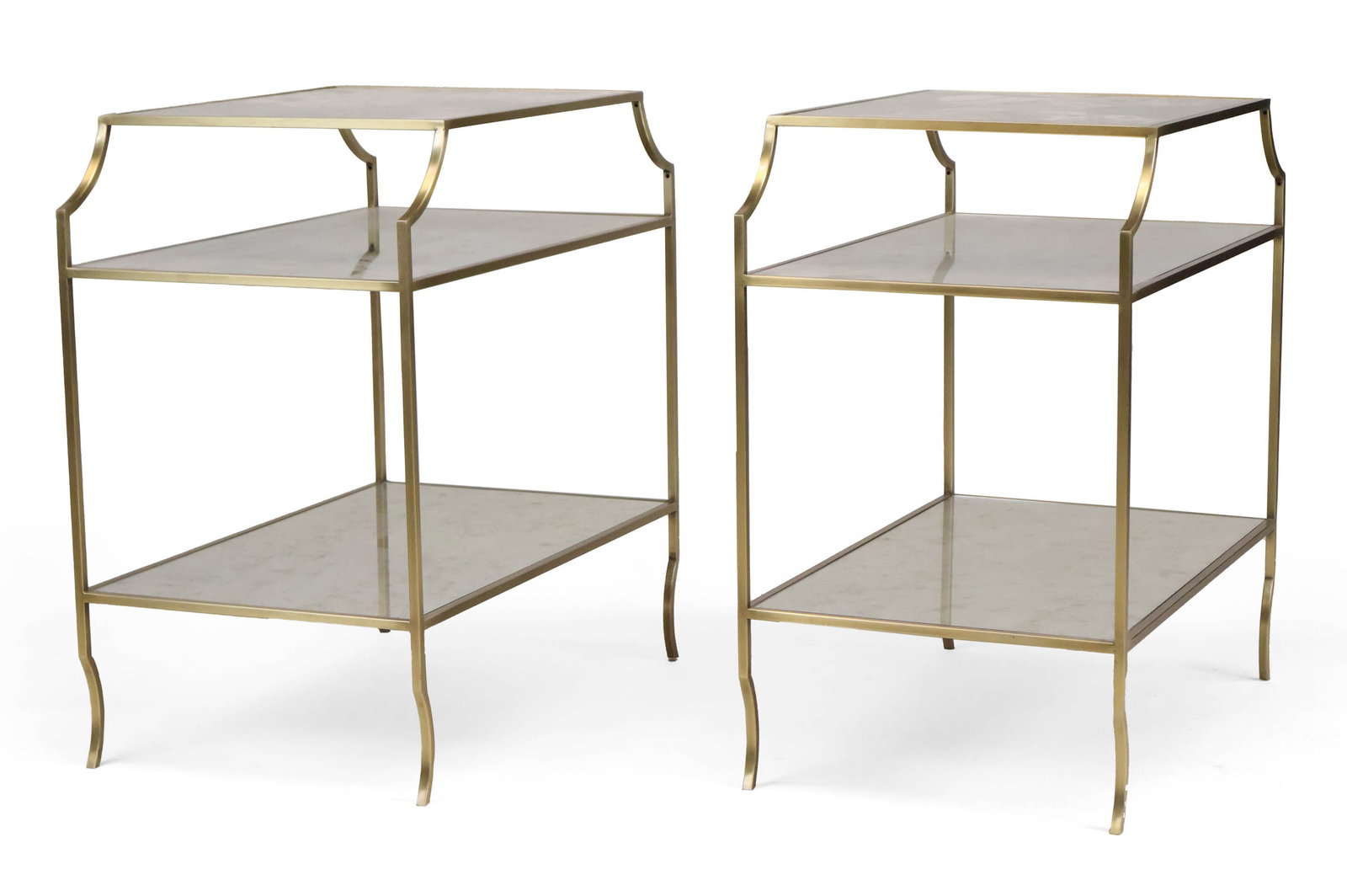Pair of Mid-Century Modern Three Tier Mirrored Top Tables (1 of 12)