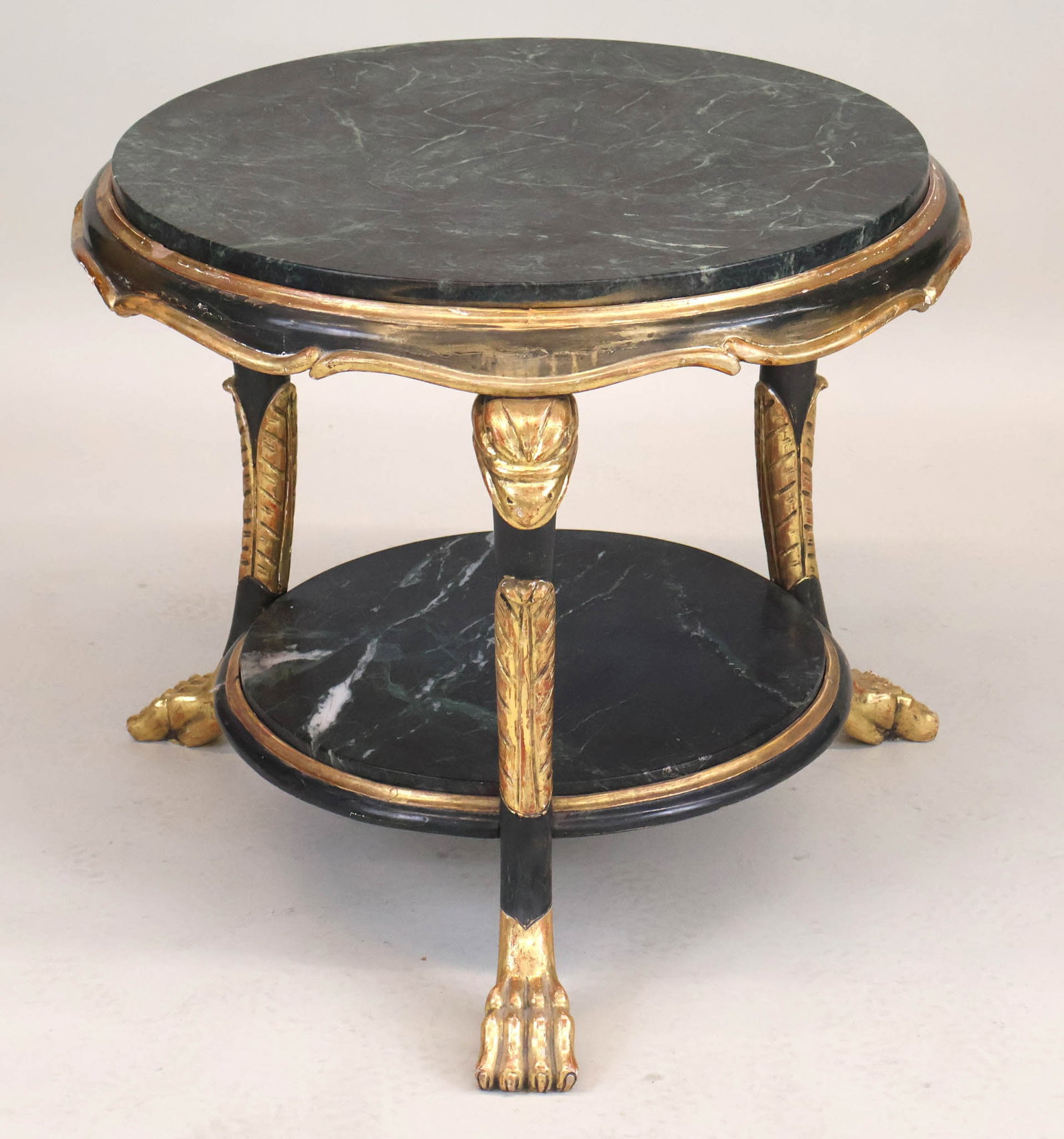 Two Tier Marble Top Painted Center Table - 2