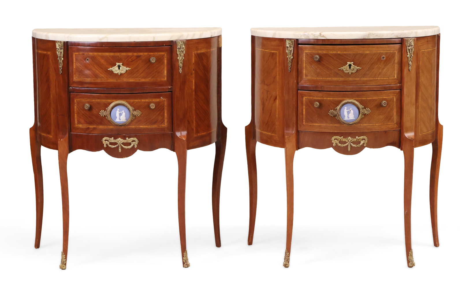 Pair of Louis XVI Style Marble Top Commodes (1 of 16)