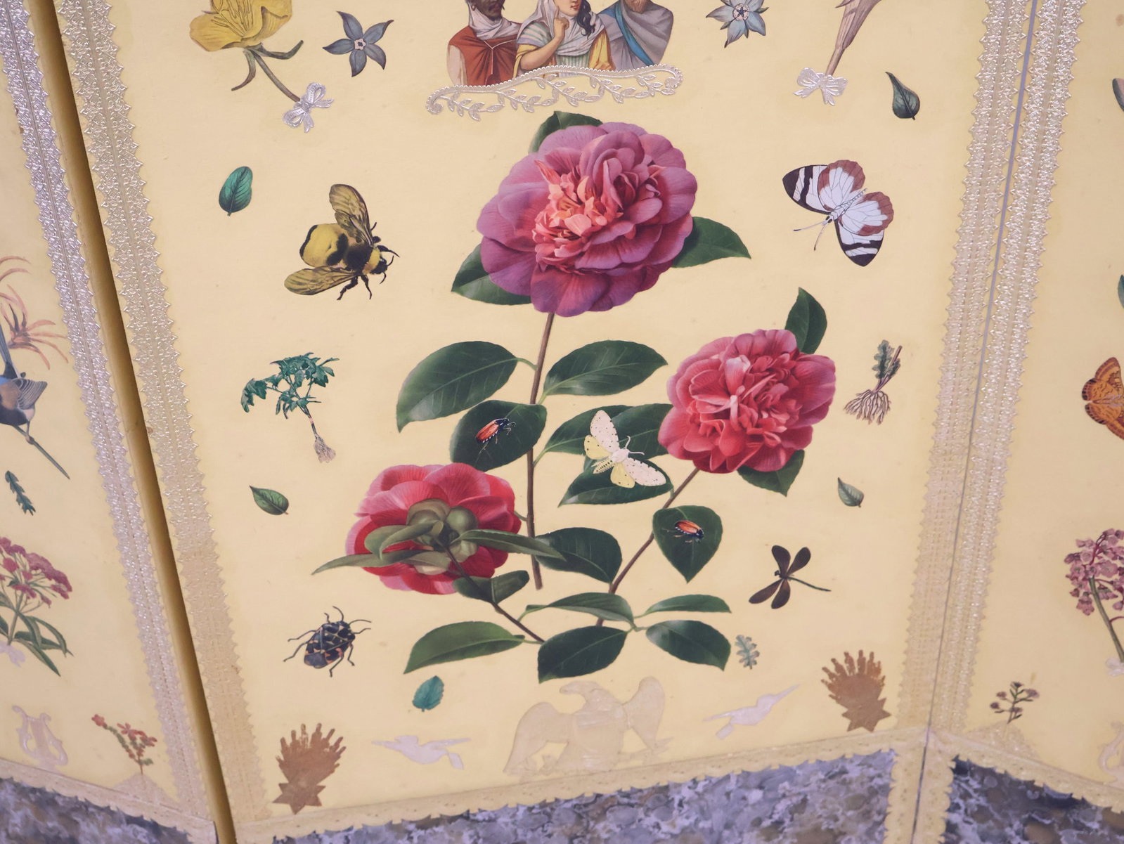 Painted and Decoupaged Three Panel Screen - 12