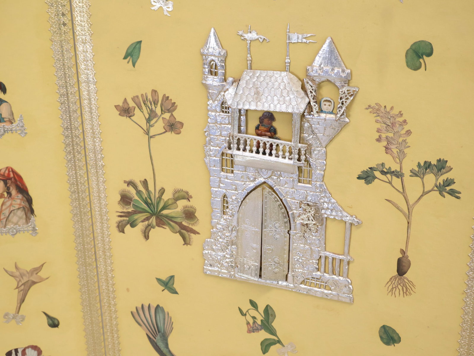 Painted and Decoupaged Three Panel Screen - 13