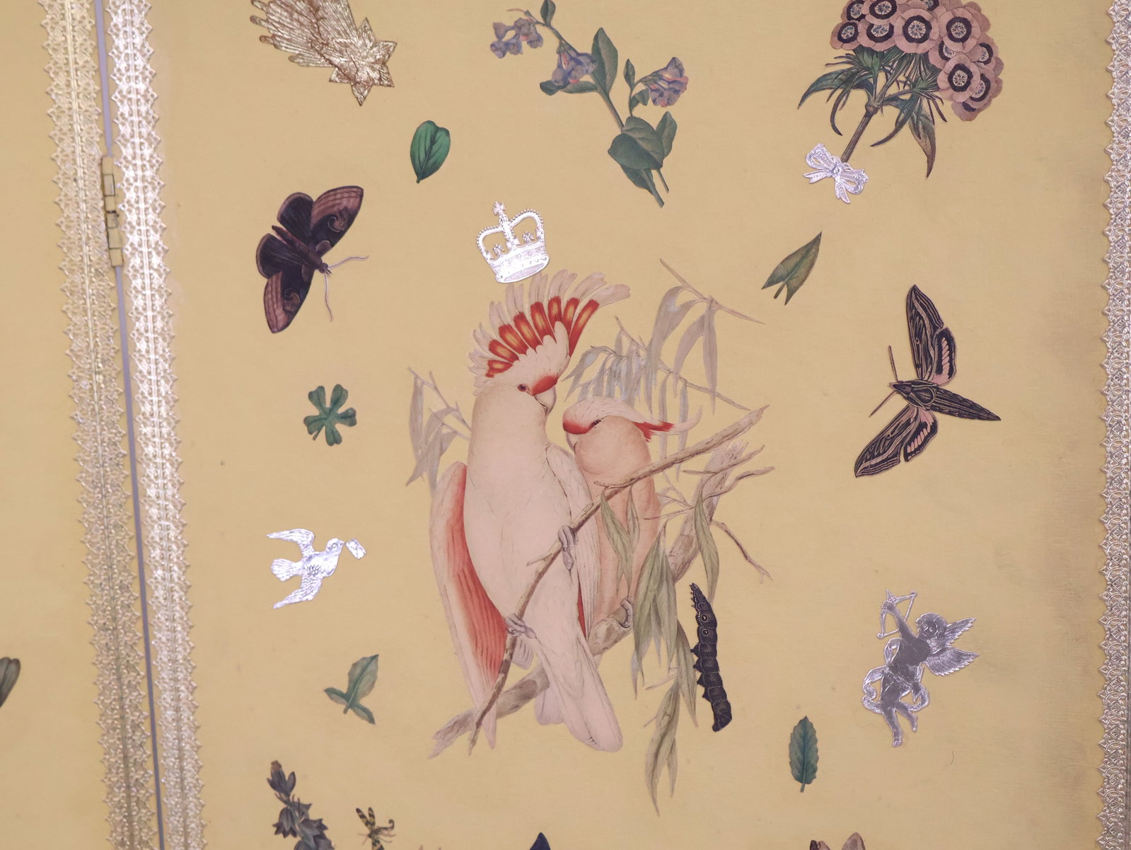 Painted and Decoupaged Three Panel Screen - 14