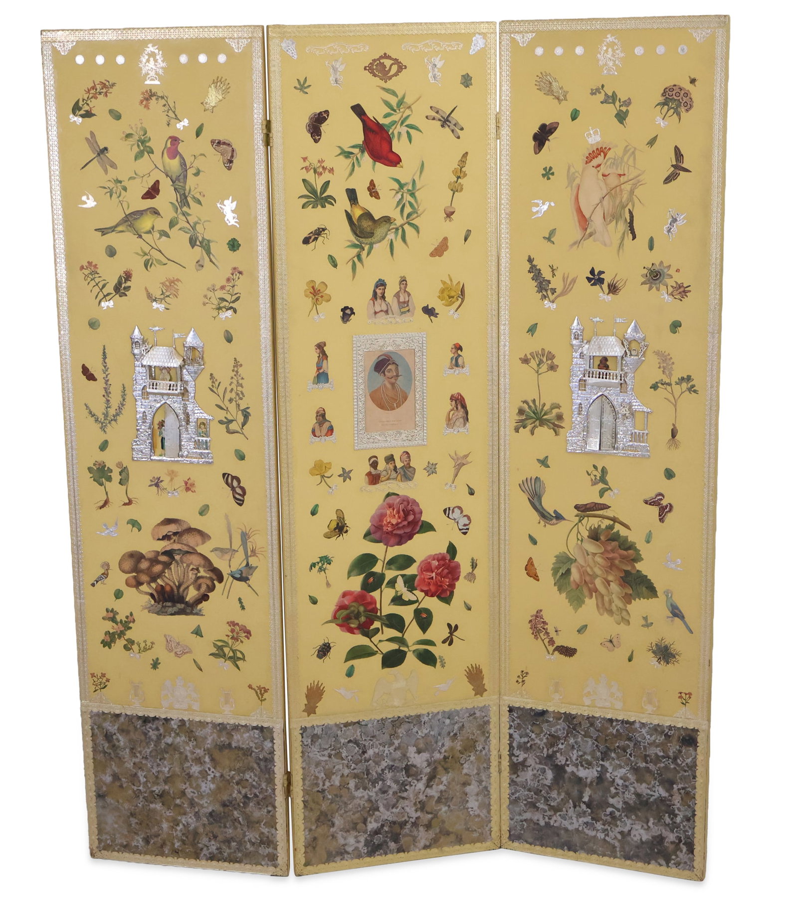 Painted and Decoupaged Three Panel Screen (1 of 20)