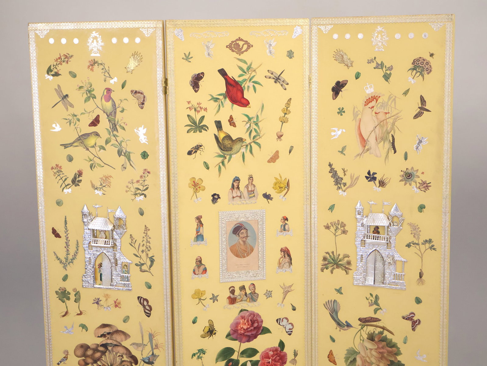 Painted and Decoupaged Three Panel Screen - 2