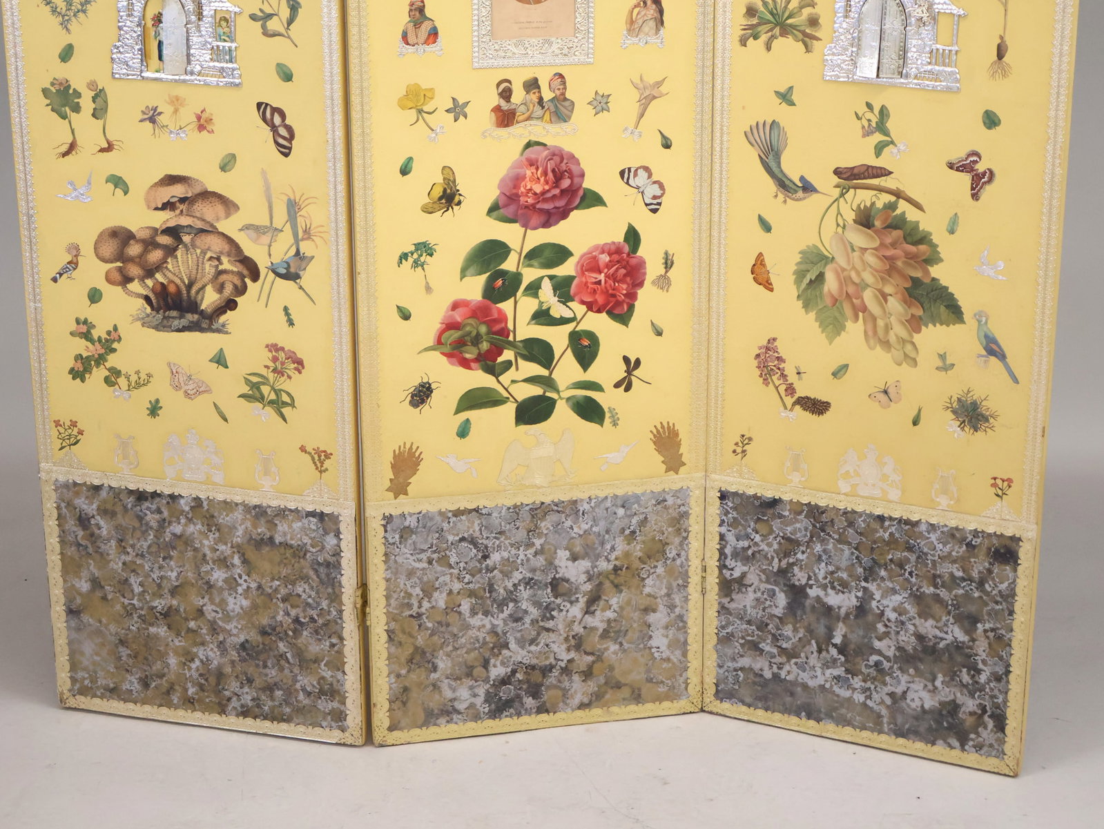 Painted and Decoupaged Three Panel Screen - 4