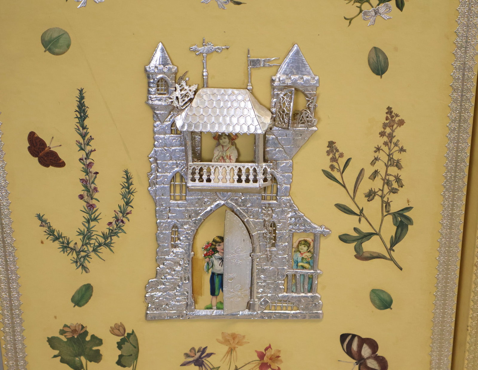 Painted and Decoupaged Three Panel Screen - 7