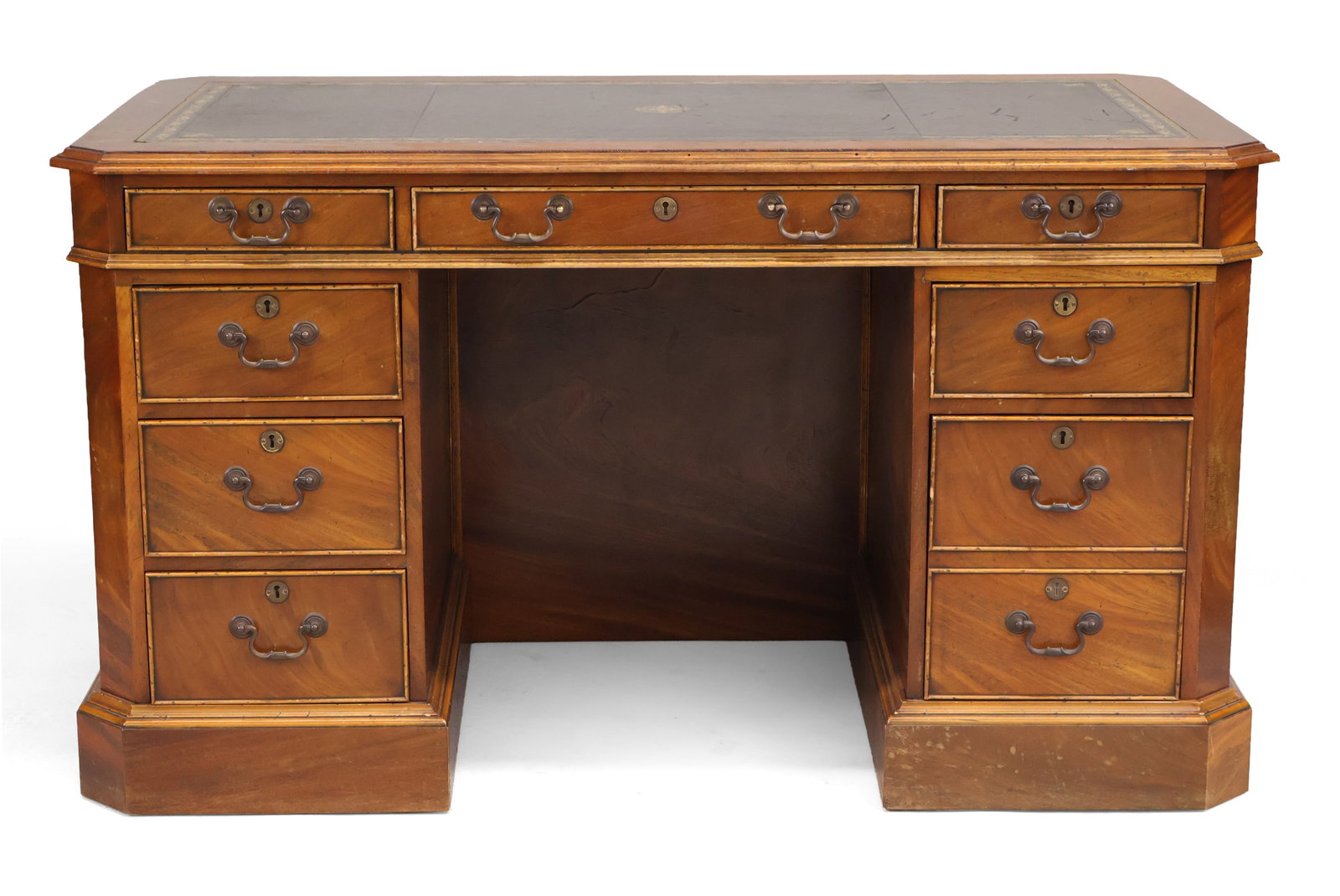 George III Style Mahogany Pedestal Desk: George III Style Mahogany Pedestal Desk English taste, 20th C. 50 1/2 x 34 x 30 in. (128.3 x 86.4 x 76.2 cm.)