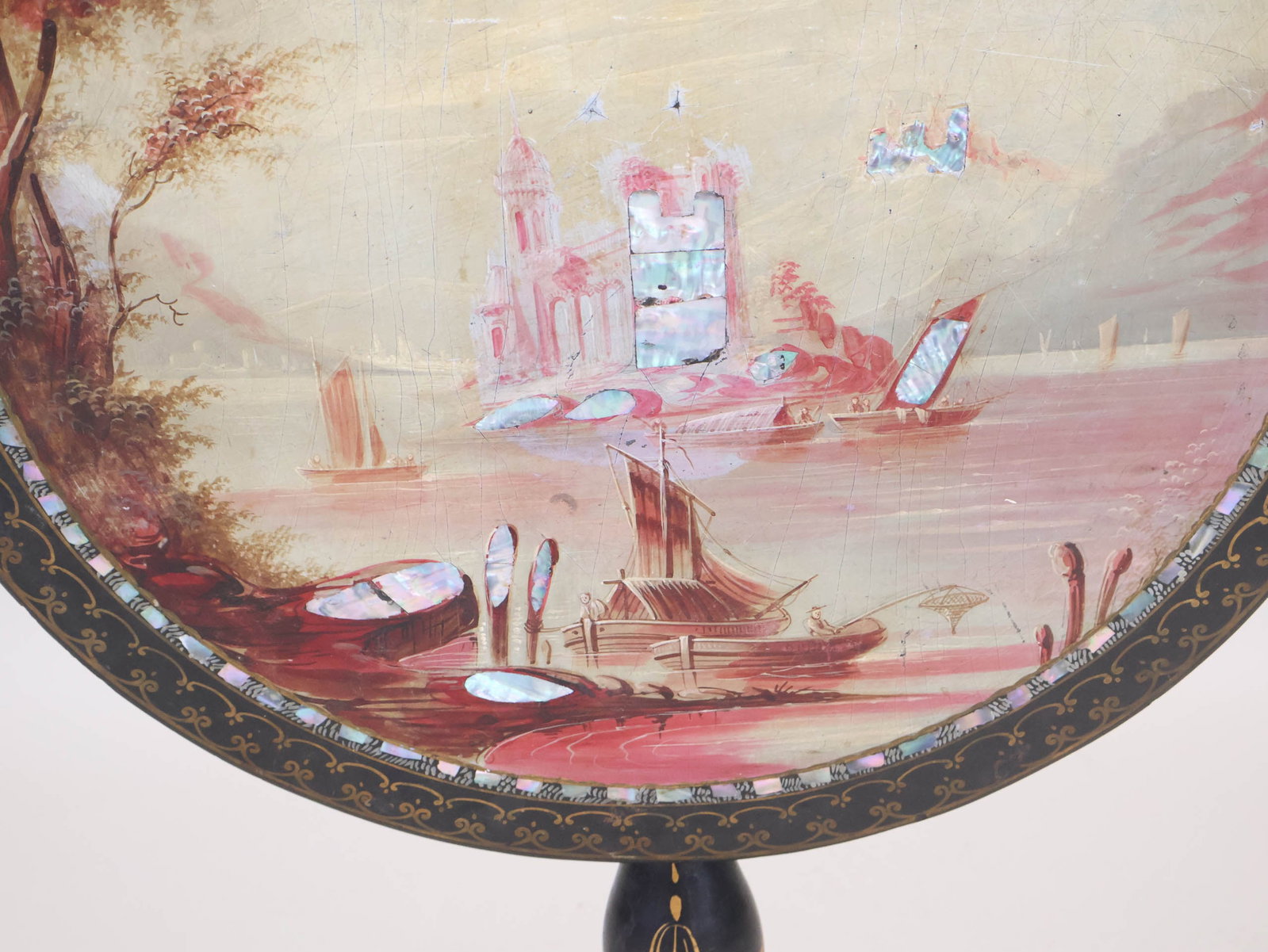 Elaborately Painted Tilt-Top Table - 10